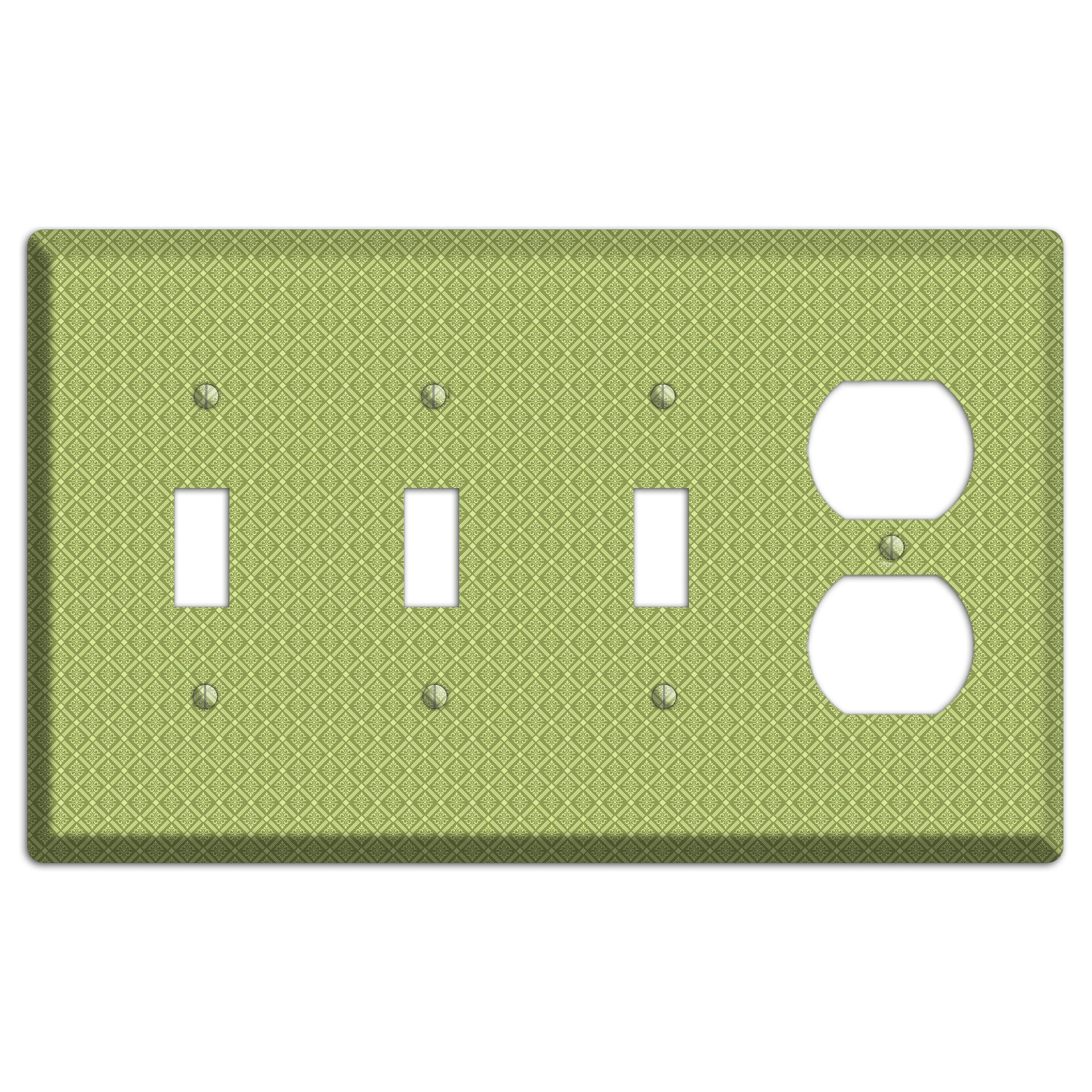 Small Green Damask Diamonds 3 Toggle / Duplex Wallplate