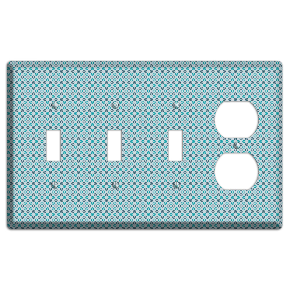 Turquoise and Blue Concentric Dots 3 Toggle / Duplex Wallplate