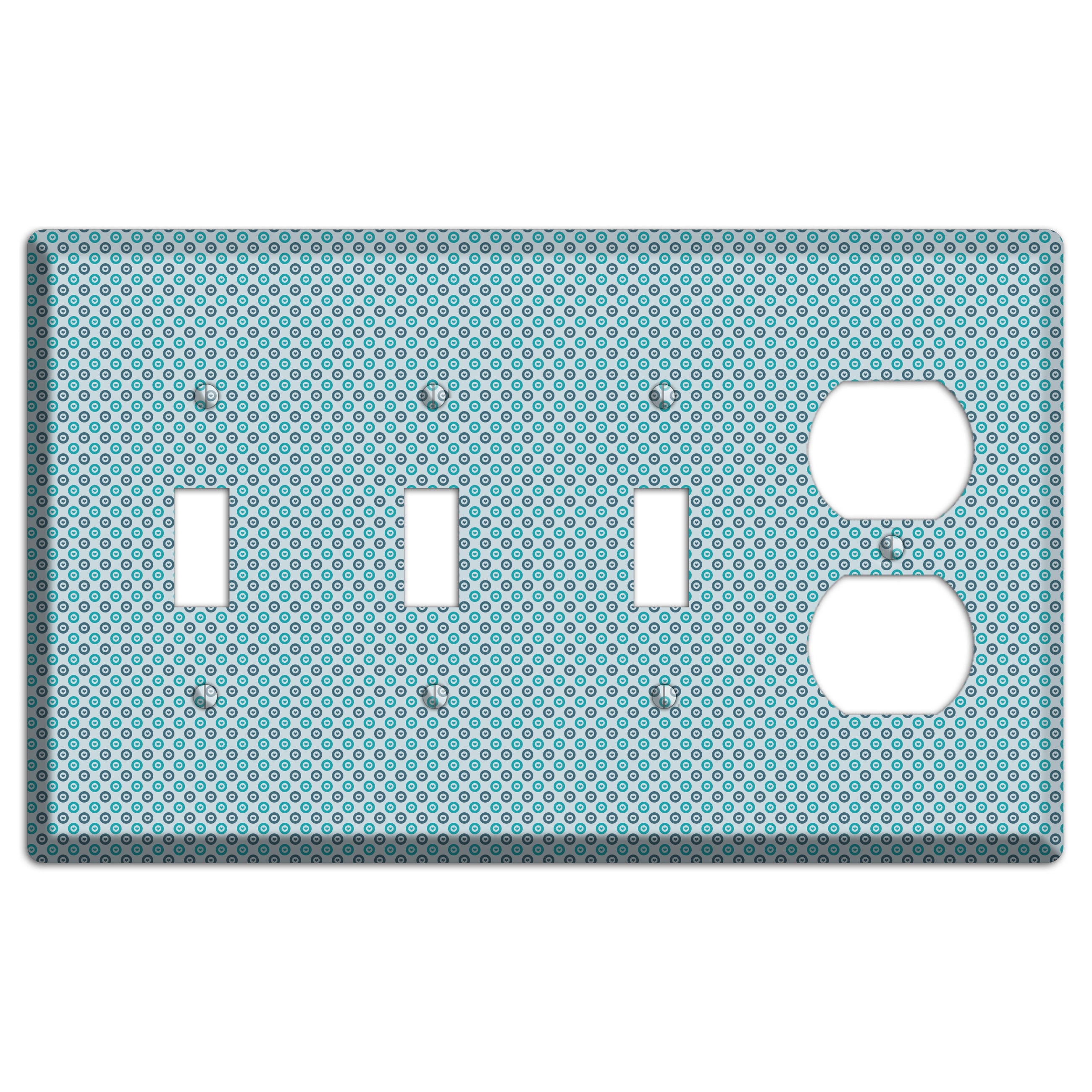 Turquoise and Blue Concentric Dots 3 Toggle / Duplex Wallplate