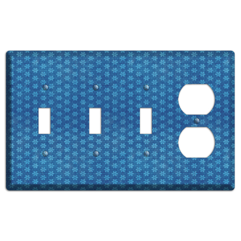 Blue Grunge Floral Contour 3 Toggle / Duplex Wallplate