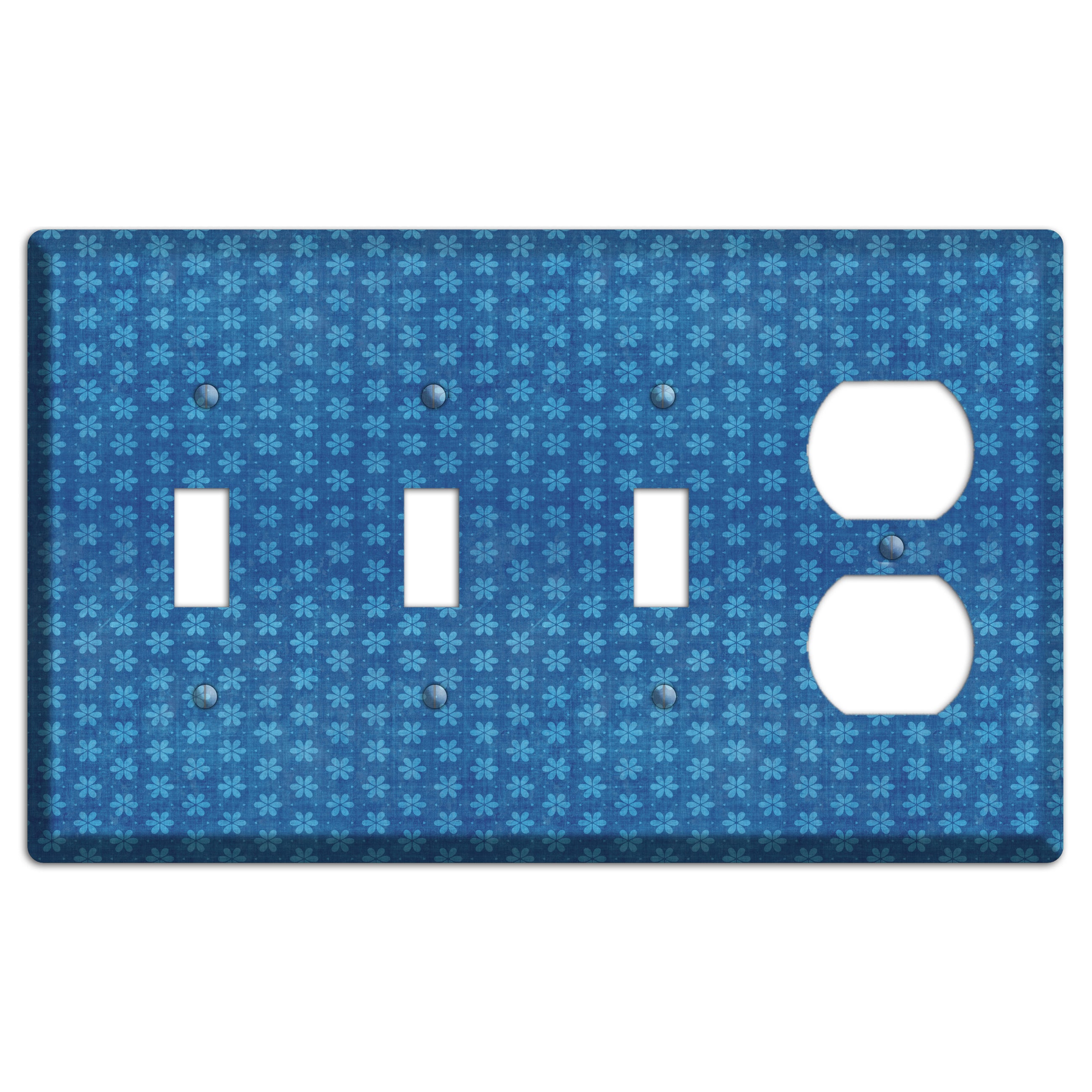 Blue Grunge Floral Contour 3 Toggle / Duplex Wallplate