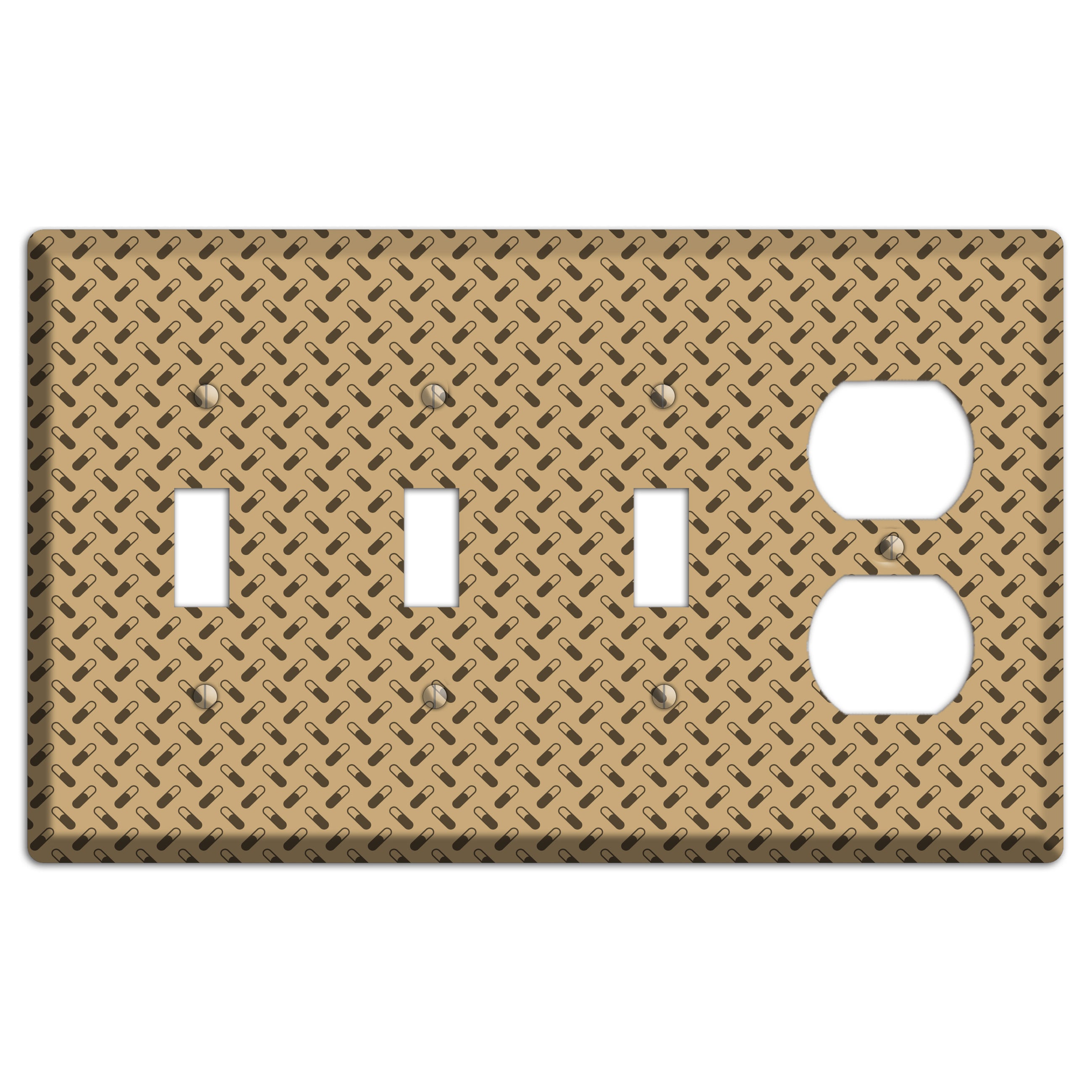 Beige with Brown Motif 3 Toggle / Duplex Wallplate