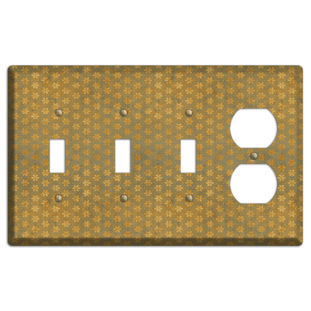Olive Grunge Floral Contour 3 Toggle / Duplex Wallplate