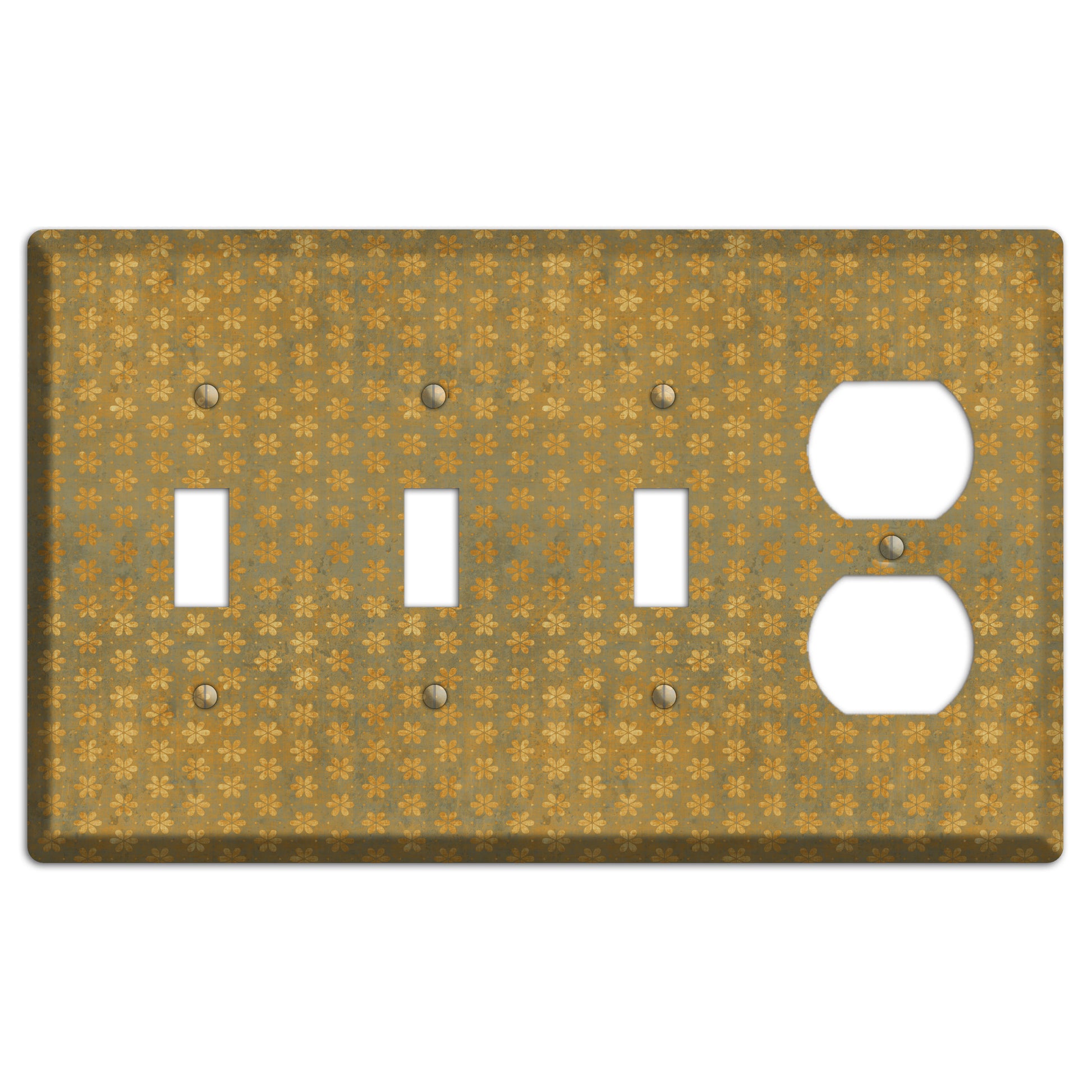 Olive Grunge Floral Contour 3 Toggle / Duplex Wallplate