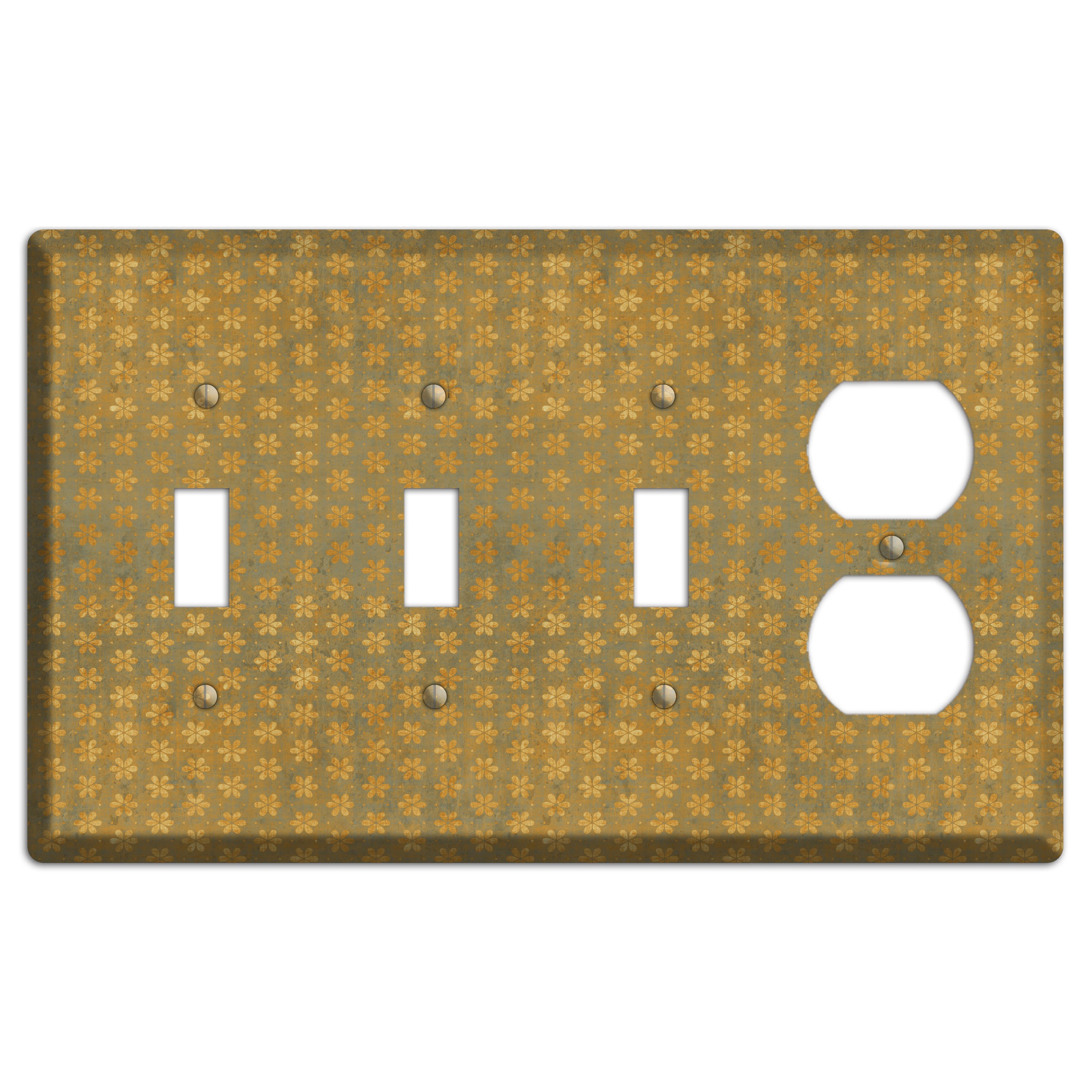 Olive Grunge Floral Contour 3 Toggle / Duplex Wallplate