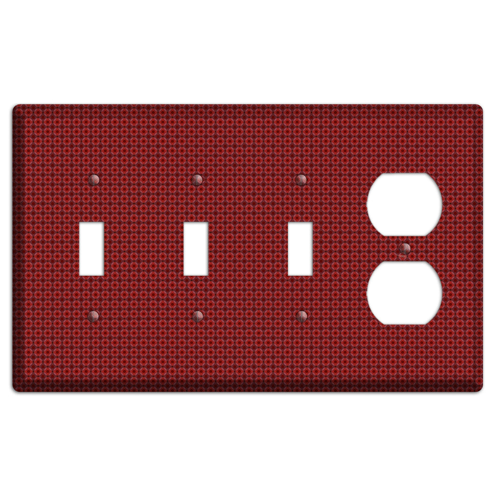 Multi Red Tiled Foulard 3 Toggle / Duplex Wallplate