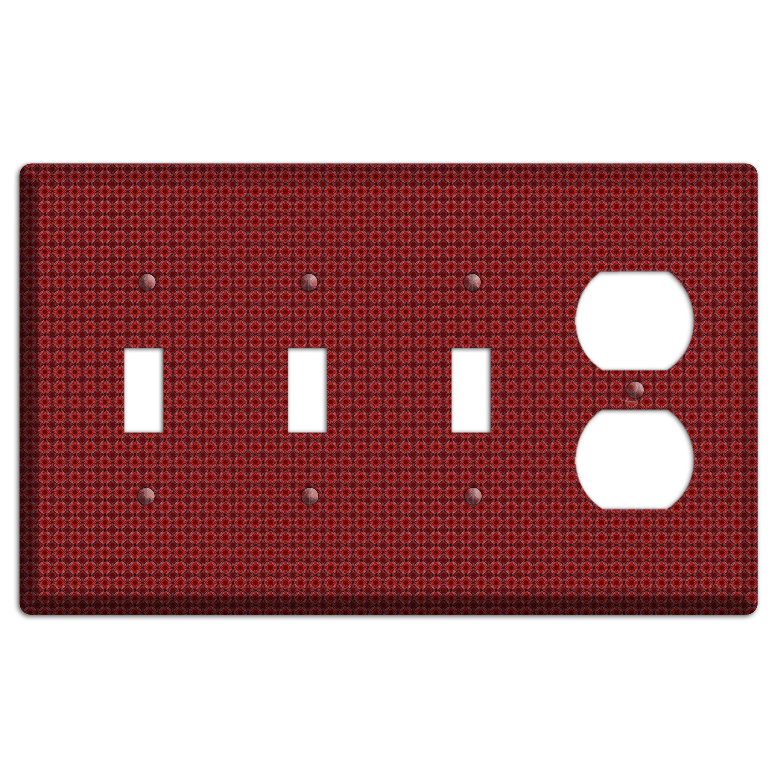 Multi Red Tiled Foulard 3 Toggle / Duplex Wallplate