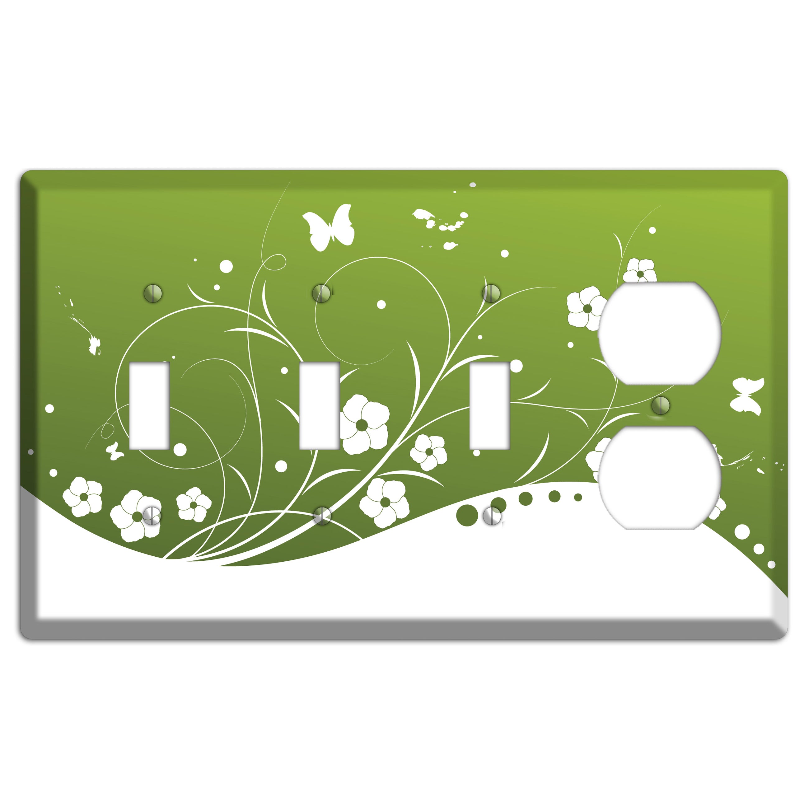 Green Floral Sprig 3 Toggle / Duplex Wallplate