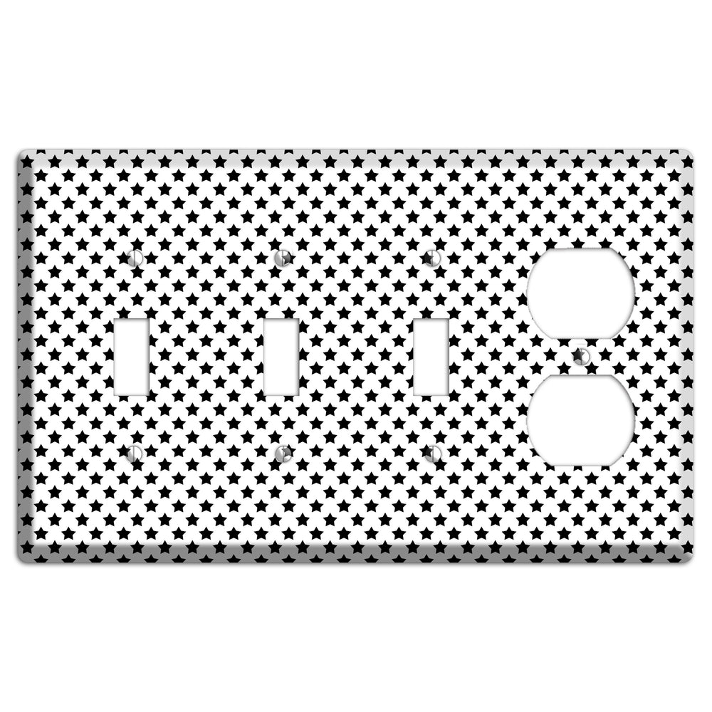 White with Black Stars 3 Toggle / Duplex Wallplate