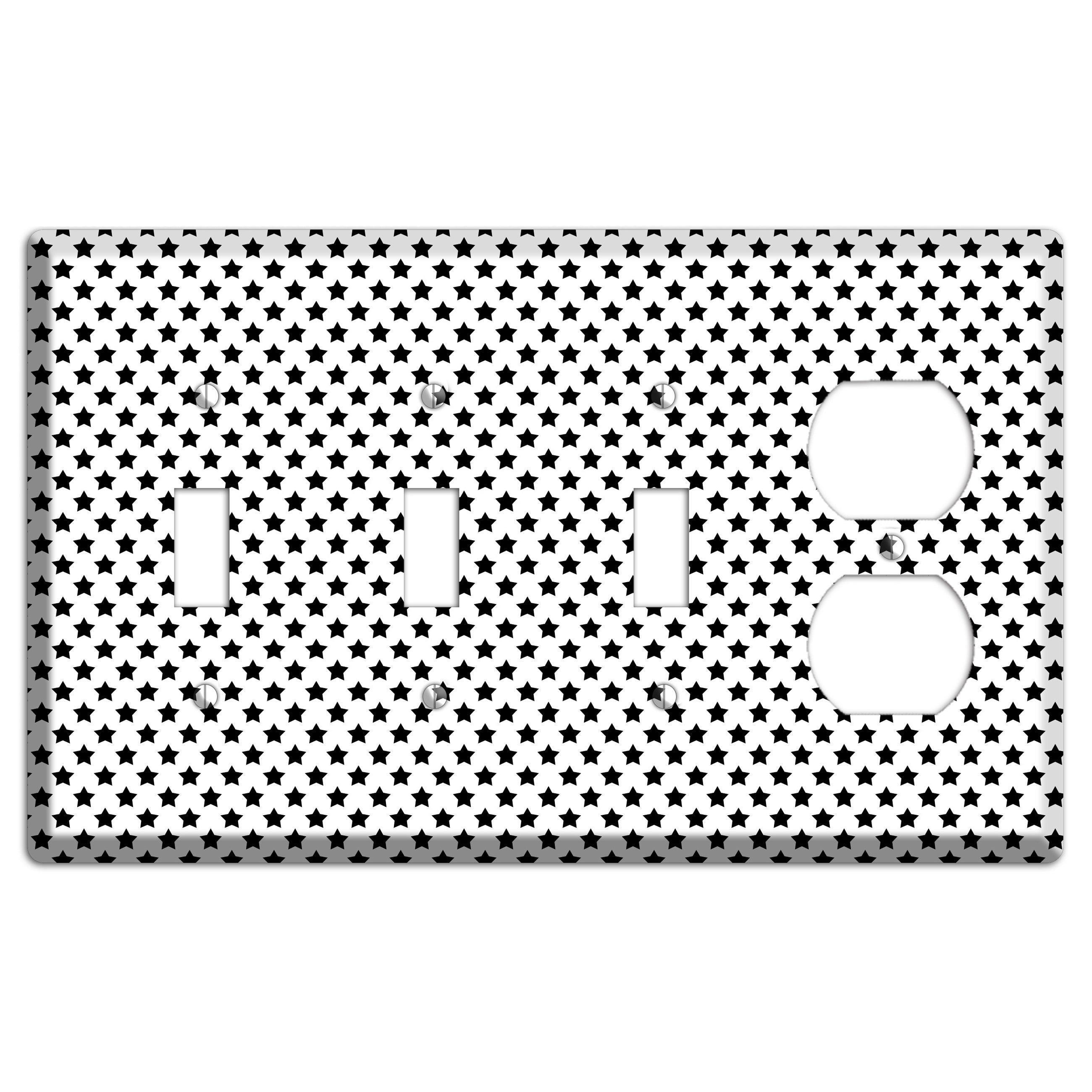 White with Black Stars 3 Toggle / Duplex Wallplate