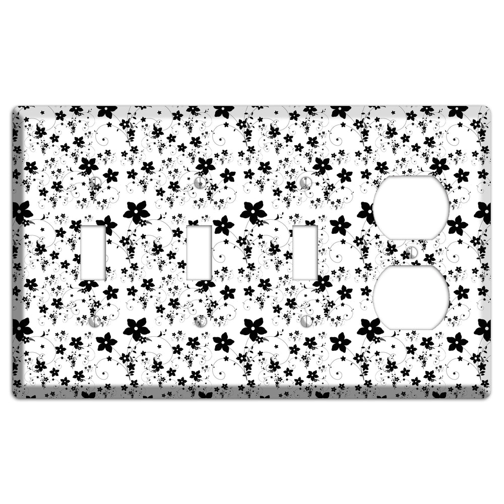 Black and White Flowers 3 Toggle / Duplex Wallplate