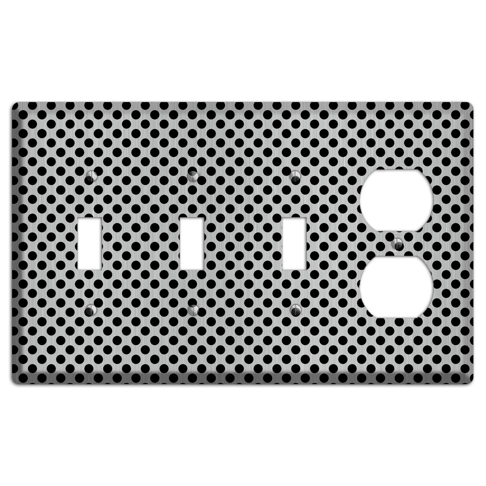 Packed Small Polka Dots Stainless 3 Toggle / Duplex Wallplate