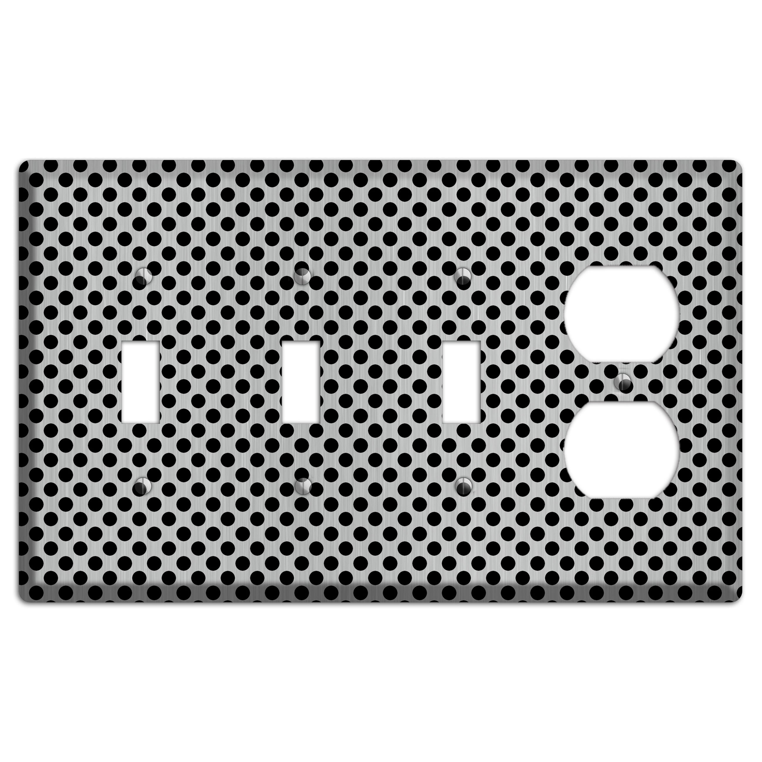 Packed Small Polka Dots Stainless 3 Toggle / Duplex Wallplate