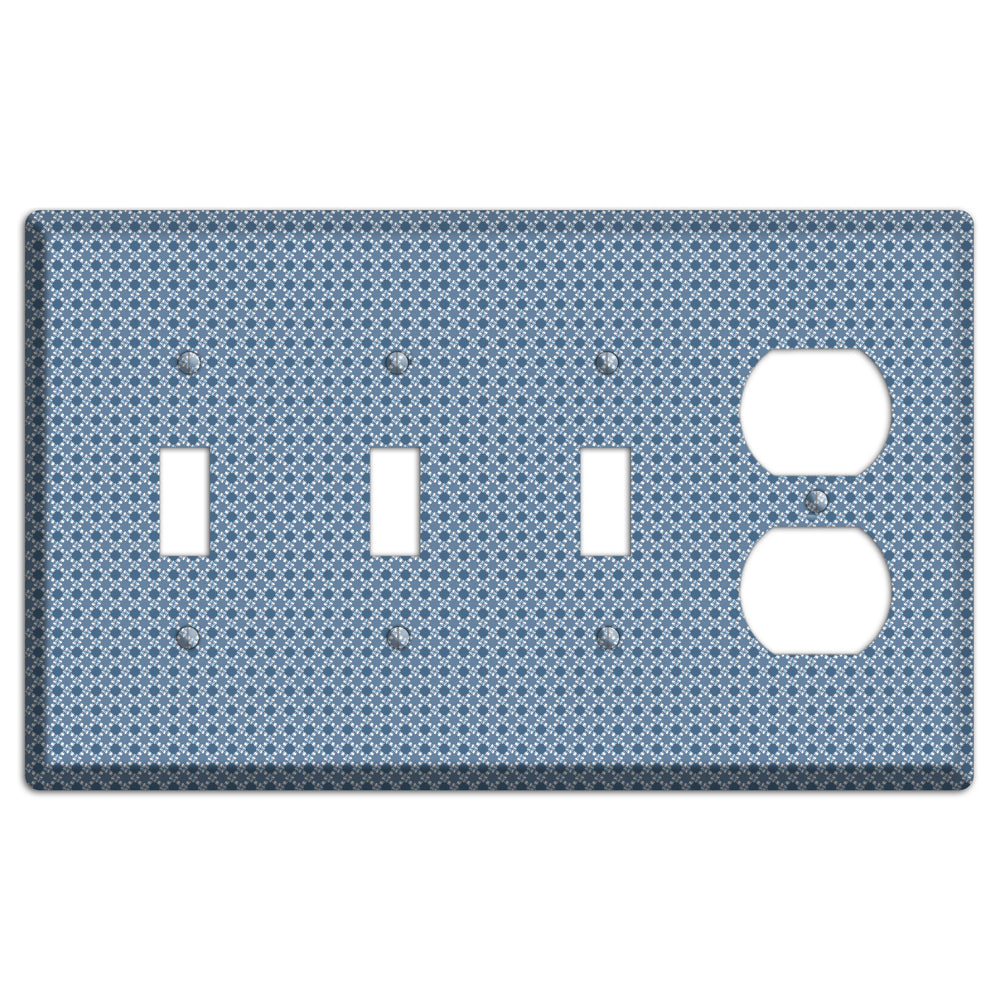 Multi Blue Checkered Foulard 3 Toggle / Duplex Wallplate