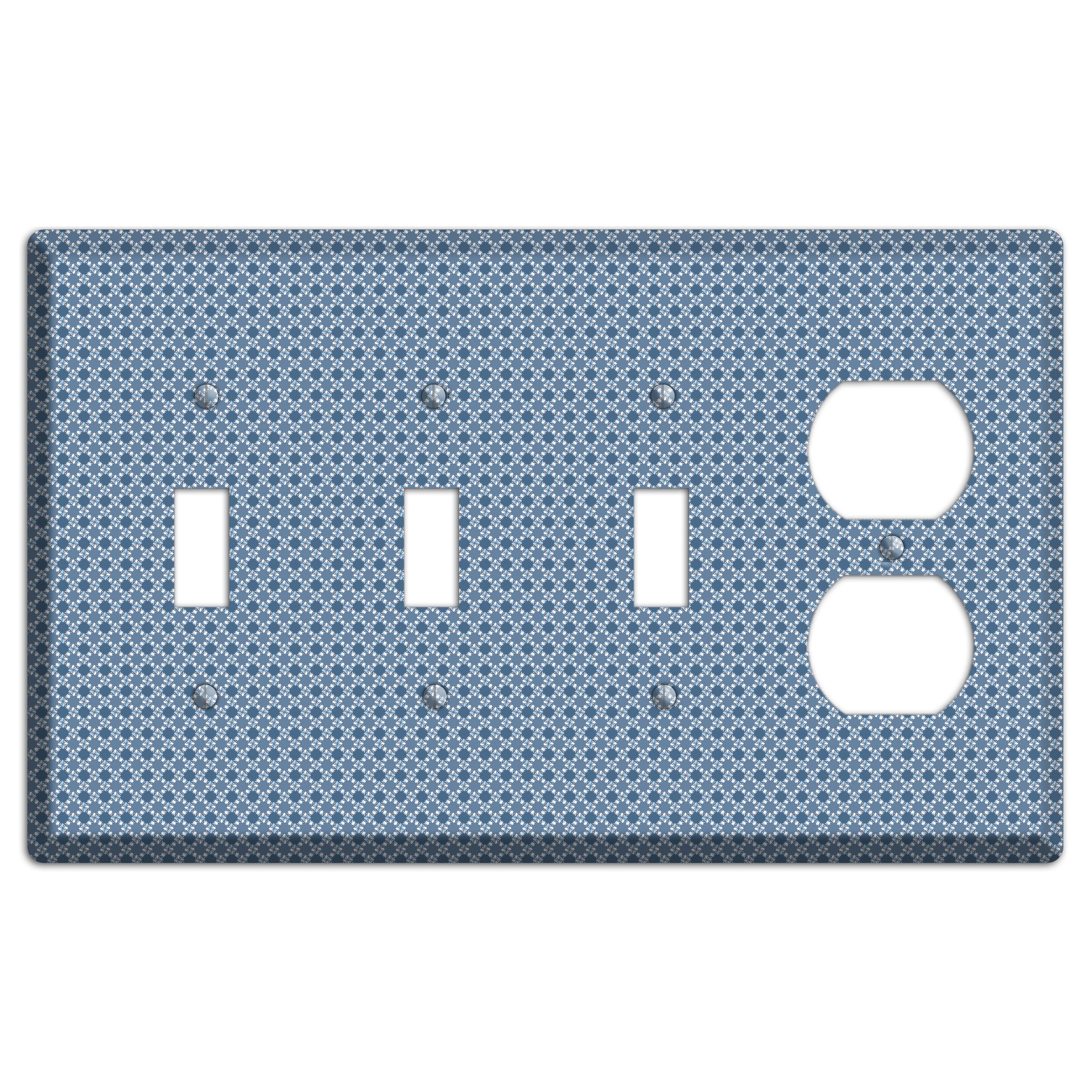 Multi Blue Checkered Foulard 3 Toggle / Duplex Wallplate