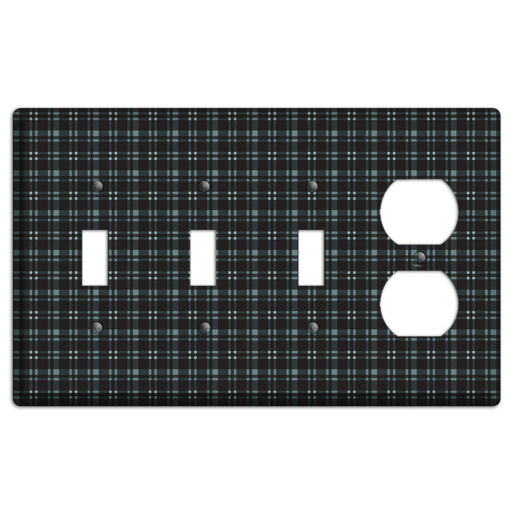 Black Plaid 3 Toggle / Duplex Wallplate