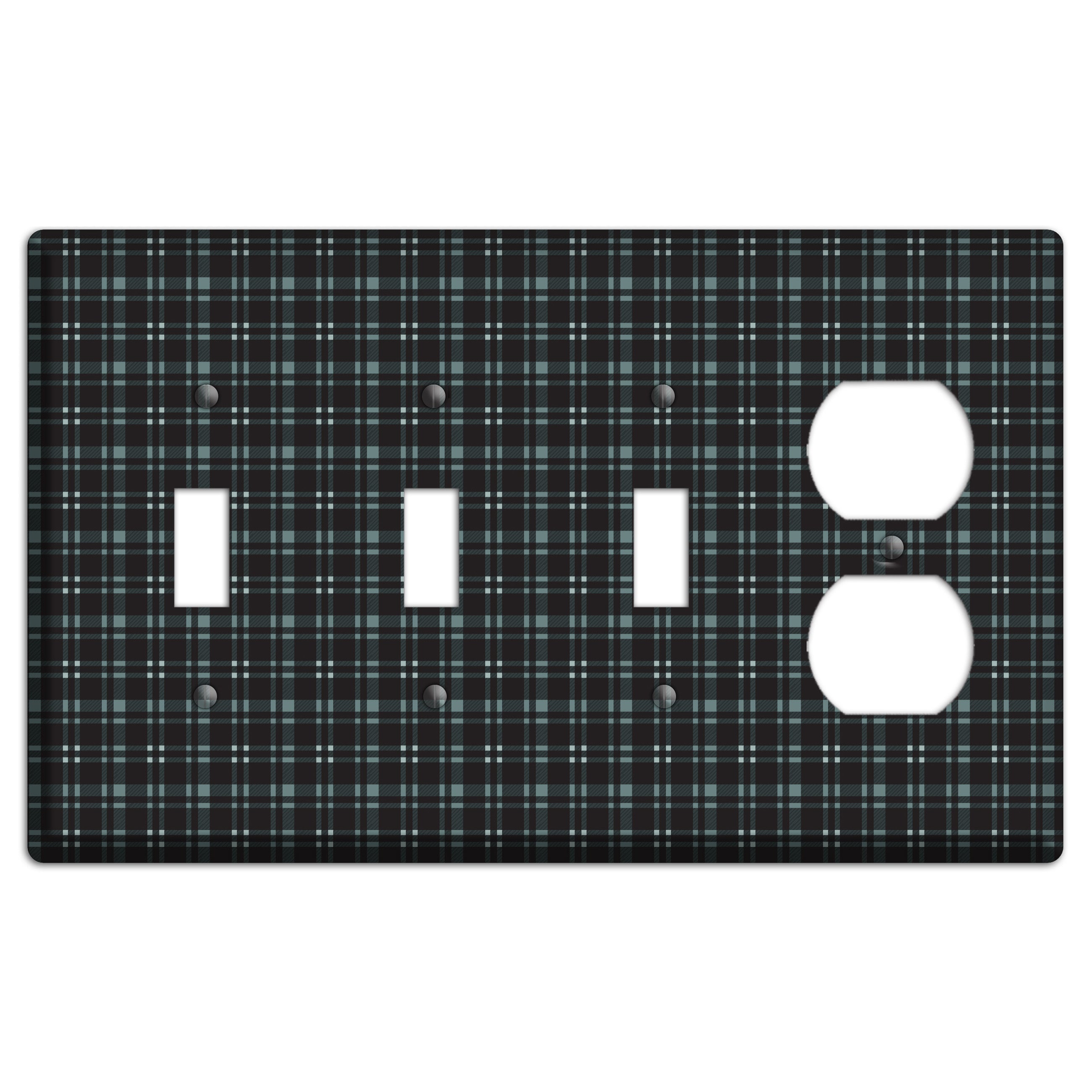 Black Plaid 3 Toggle / Duplex Wallplate