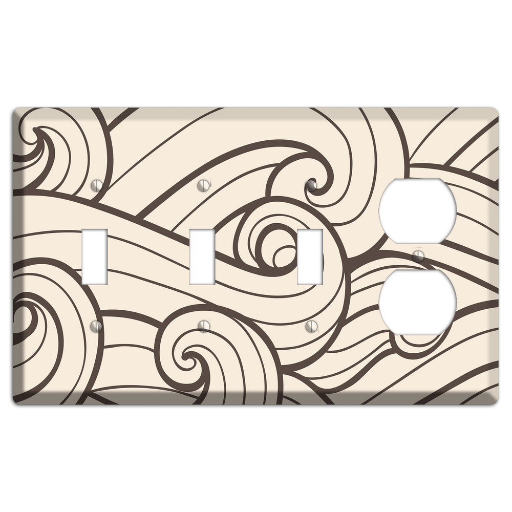 Abstract Curl Beige 3 Toggle / Duplex Wallplate