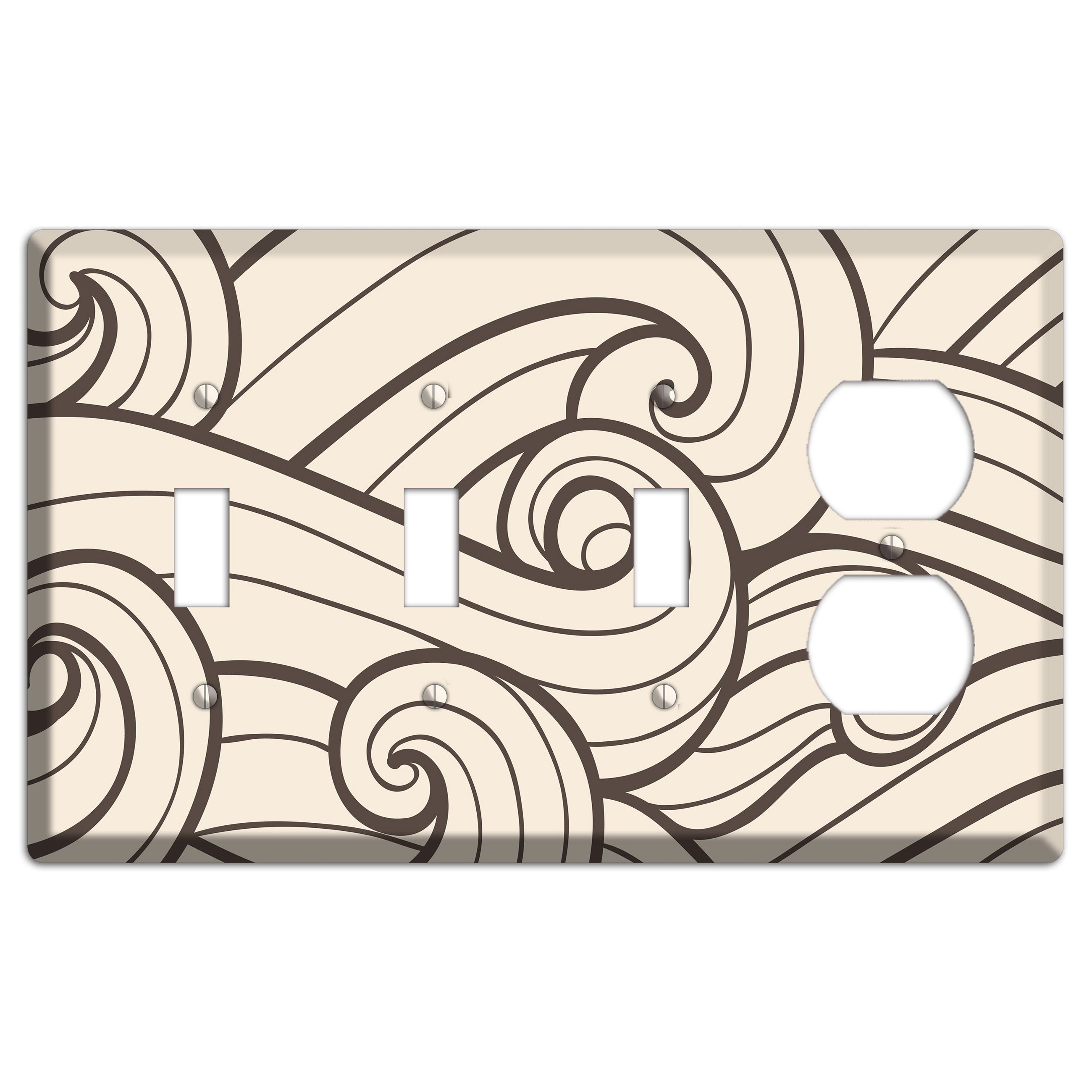 Abstract Curl Beige 3 Toggle / Duplex Wallplate