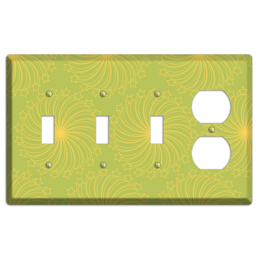 Multi Lime Star Swirl 3 Toggle / Duplex Wallplate