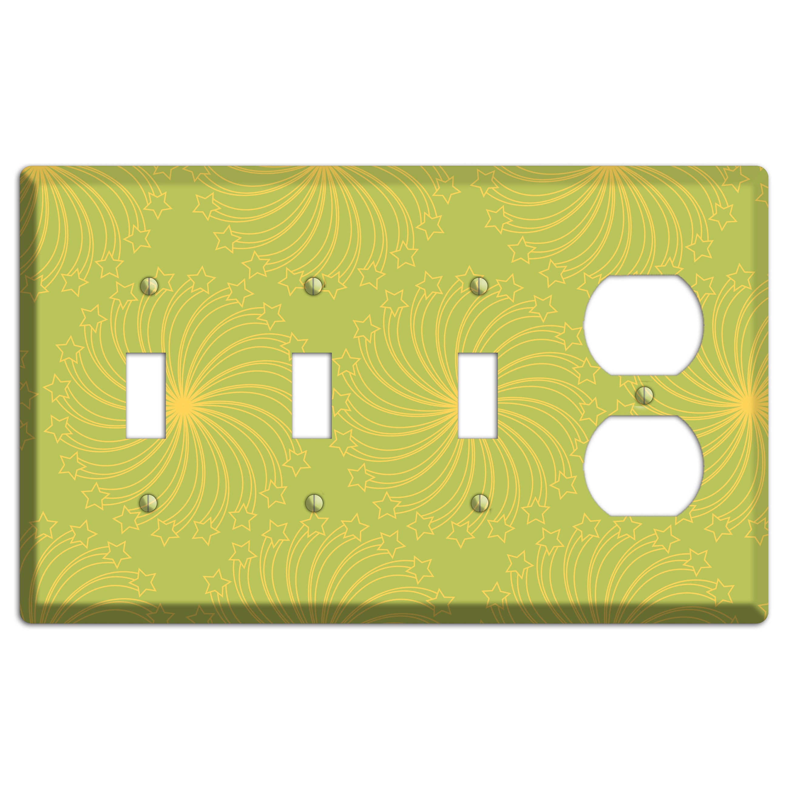Multi Lime Star Swirl 3 Toggle / Duplex Wallplate