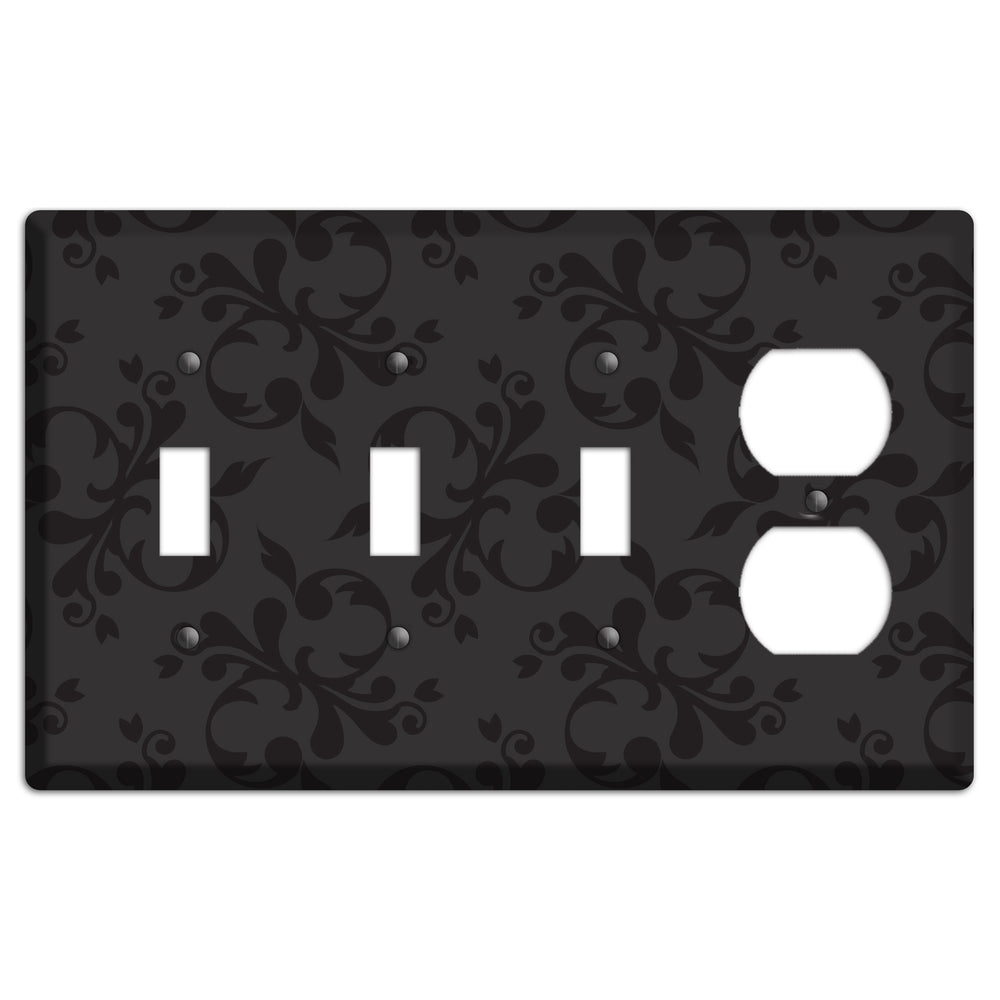 Black Victorian Toile 3 Toggle / Duplex Wallplate