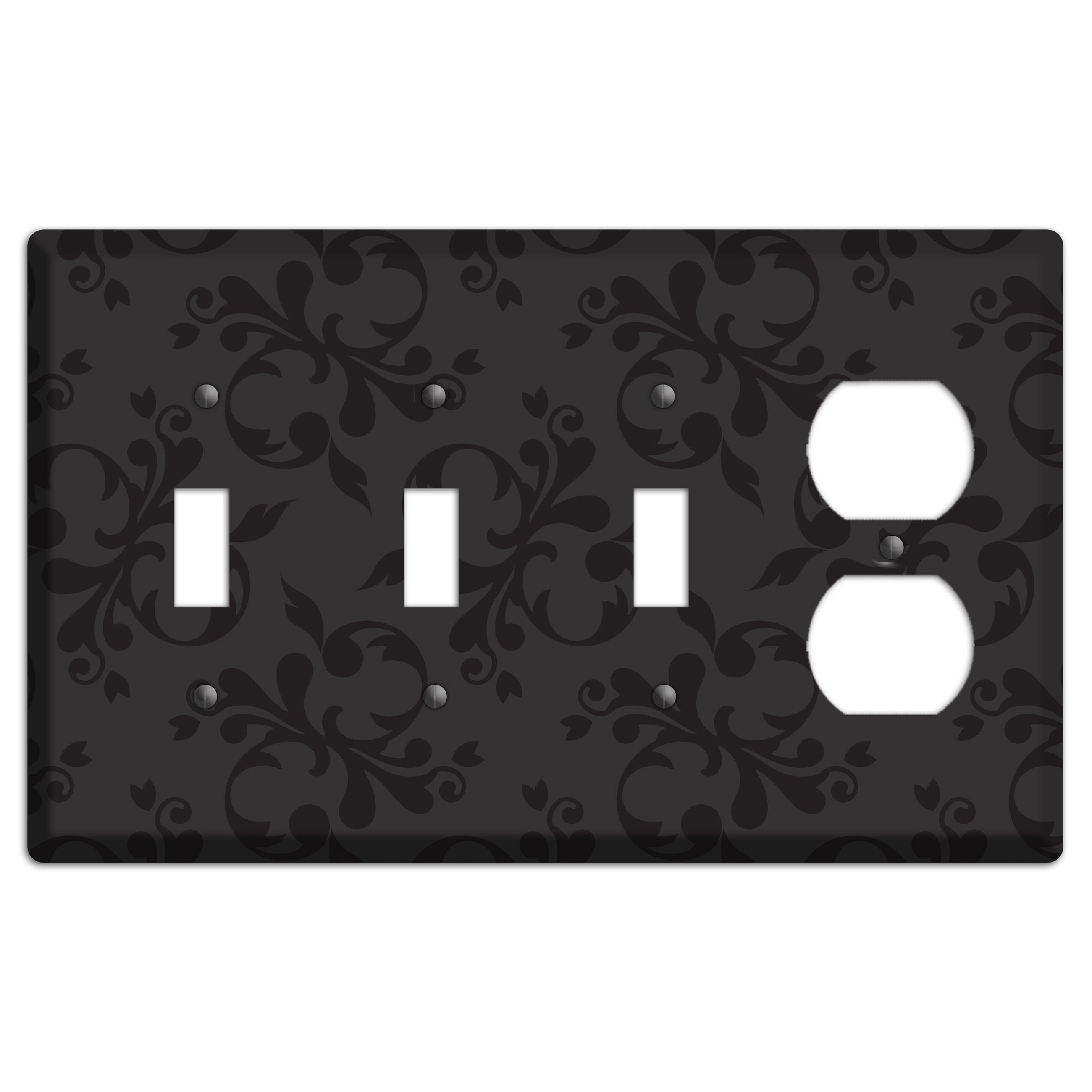 Black Victorian Toile 3 Toggle / Duplex Wallplate
