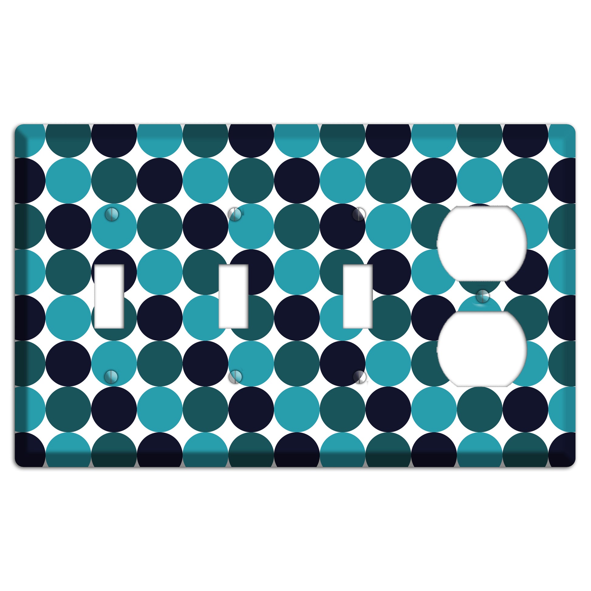 Multi Aqua Tiled Dots 3 Toggle / Duplex Wallplate