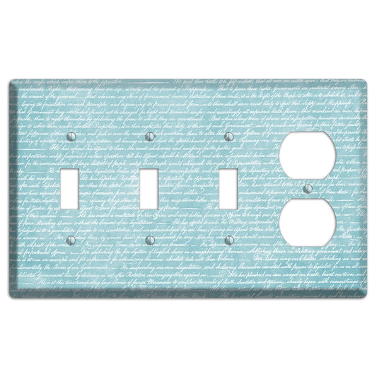 Blue Stained Script 3 Toggle / Duplex Wallplate