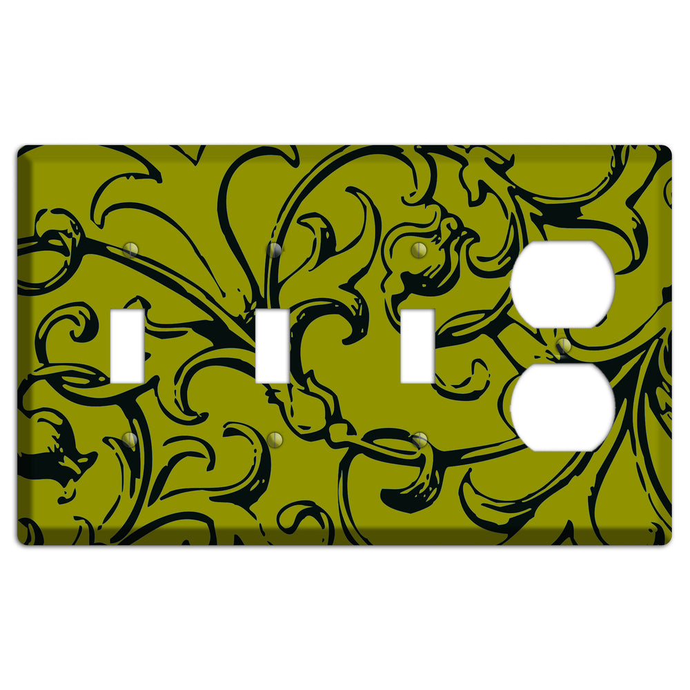 Victorian Olive 3 Toggle / Duplex Wallplate