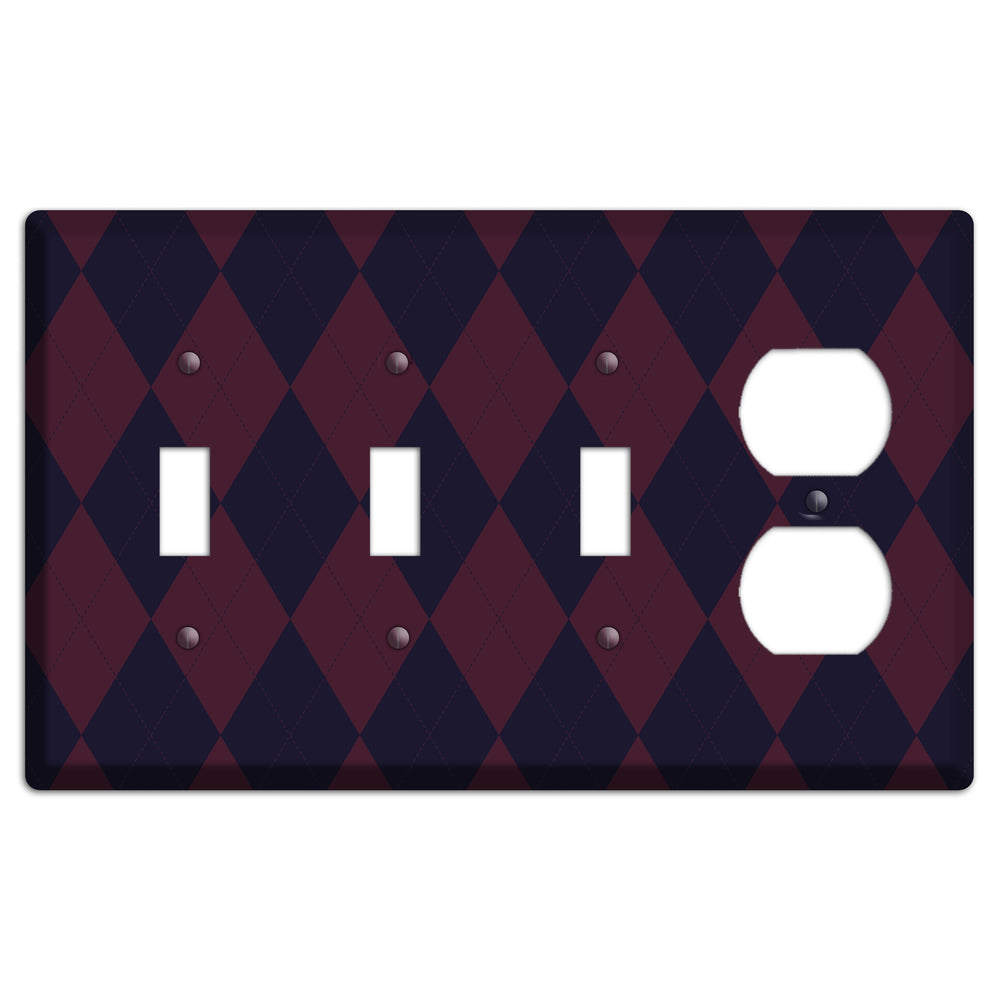 Dark Purple Argyle 3 Toggle / Duplex Wallplate