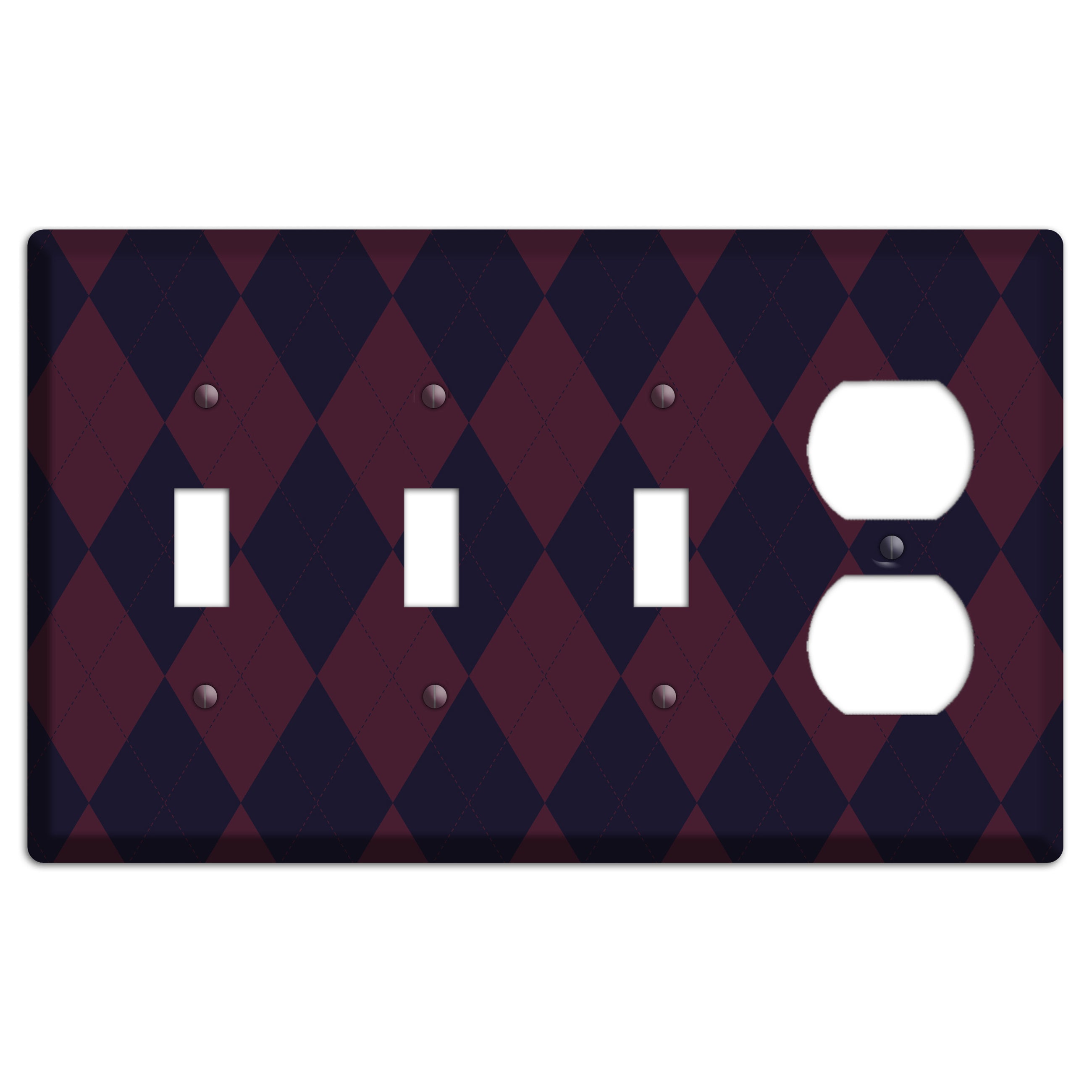 Dark Purple Argyle 3 Toggle / Duplex Wallplate