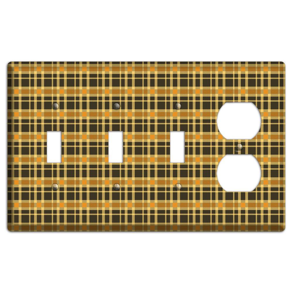 Mustard and Black Plaid 3 Toggle / Duplex Wallplate