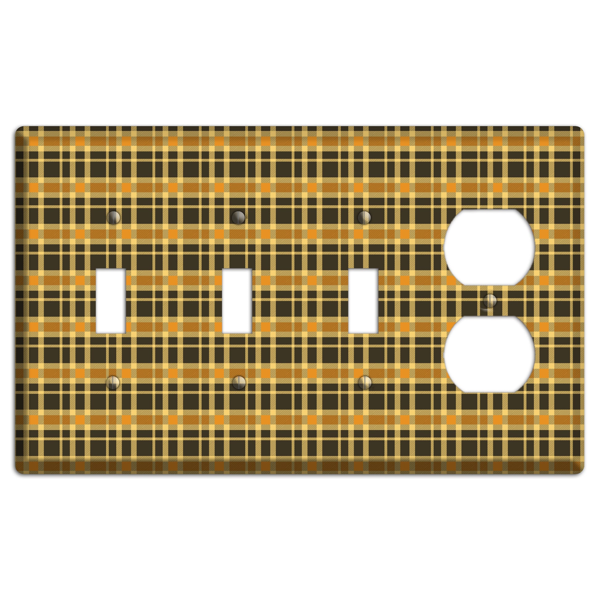 Mustard and Black Plaid 3 Toggle / Duplex Wallplate