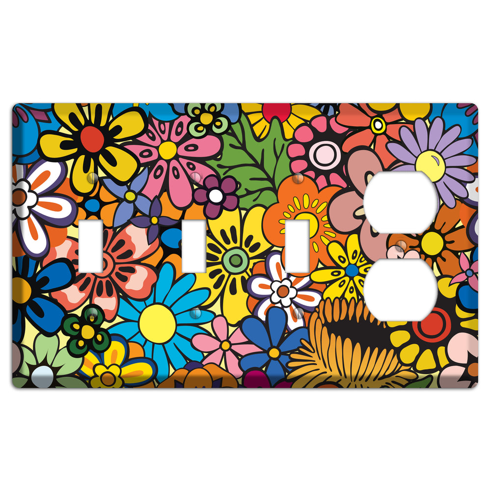 Flower Power 3 Toggle / Duplex Wallplate