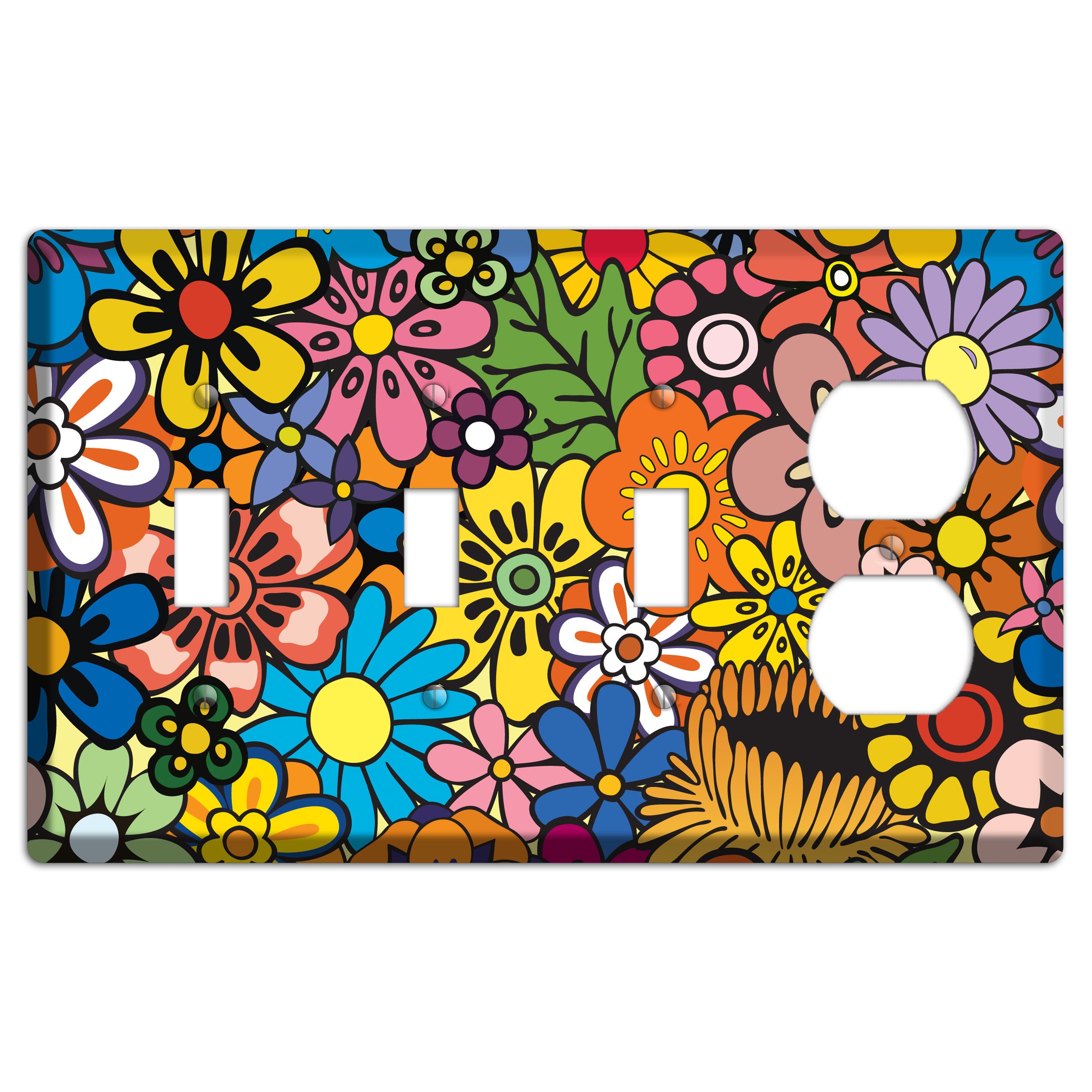 Flower Power 3 Toggle / Duplex Wallplate