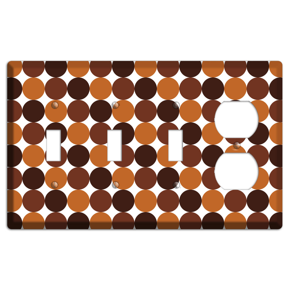 Multi Brown Tiled Dots 3 Toggle / Duplex Wallplate
