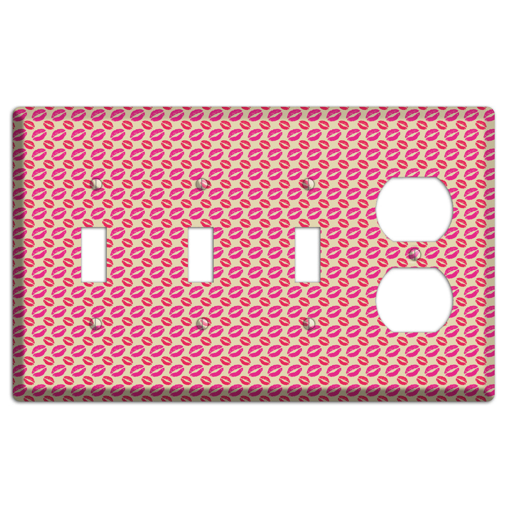 Pink and Red Kisses 3 Toggle / Duplex Wallplate