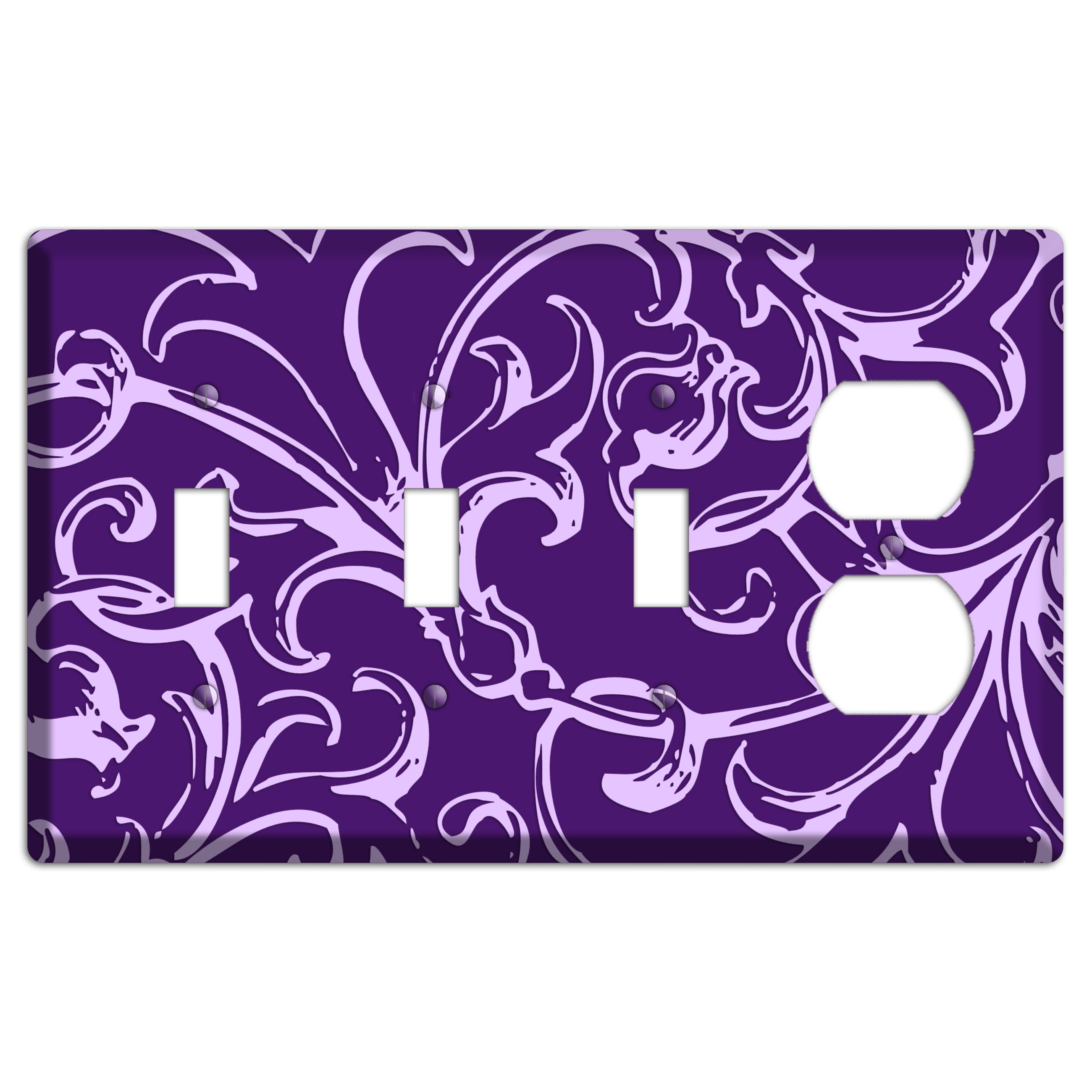 Victorian Purple 3 Toggle / Duplex Wallplate