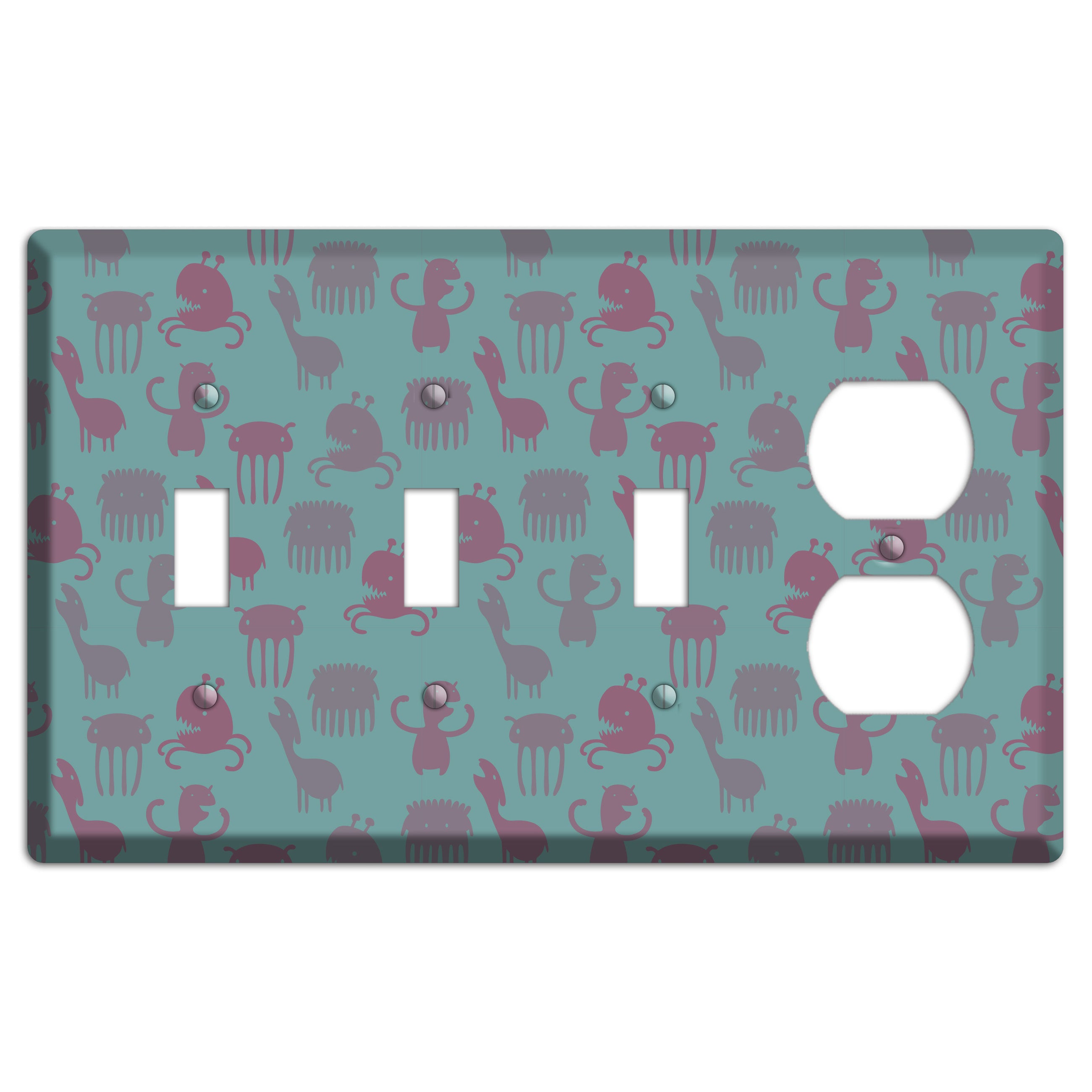 Sily Monsters Green 3 Toggle / Duplex Wallplate