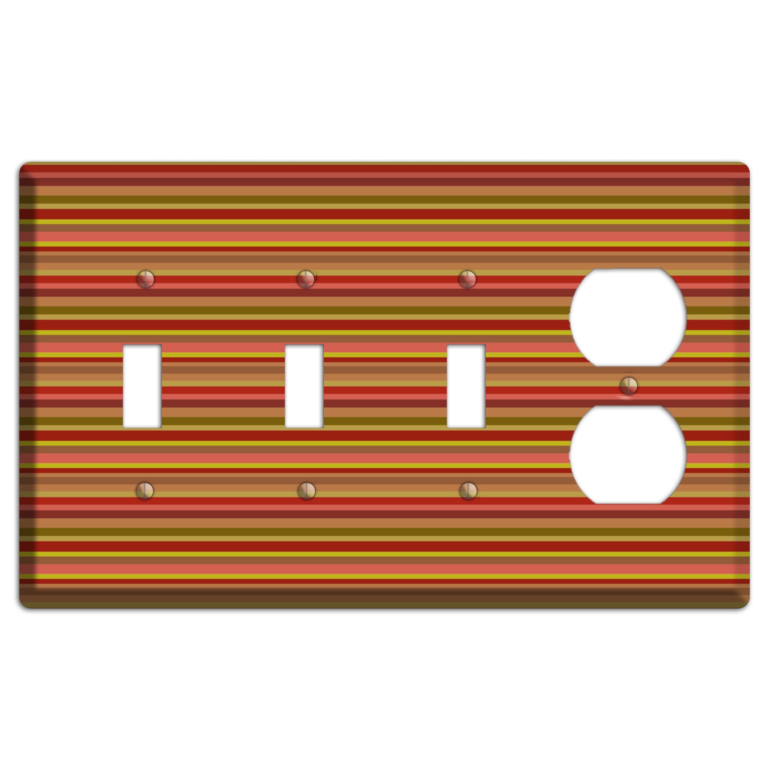 Multi Red Horizontal Stripes 3 Toggle / Duplex Wallplate