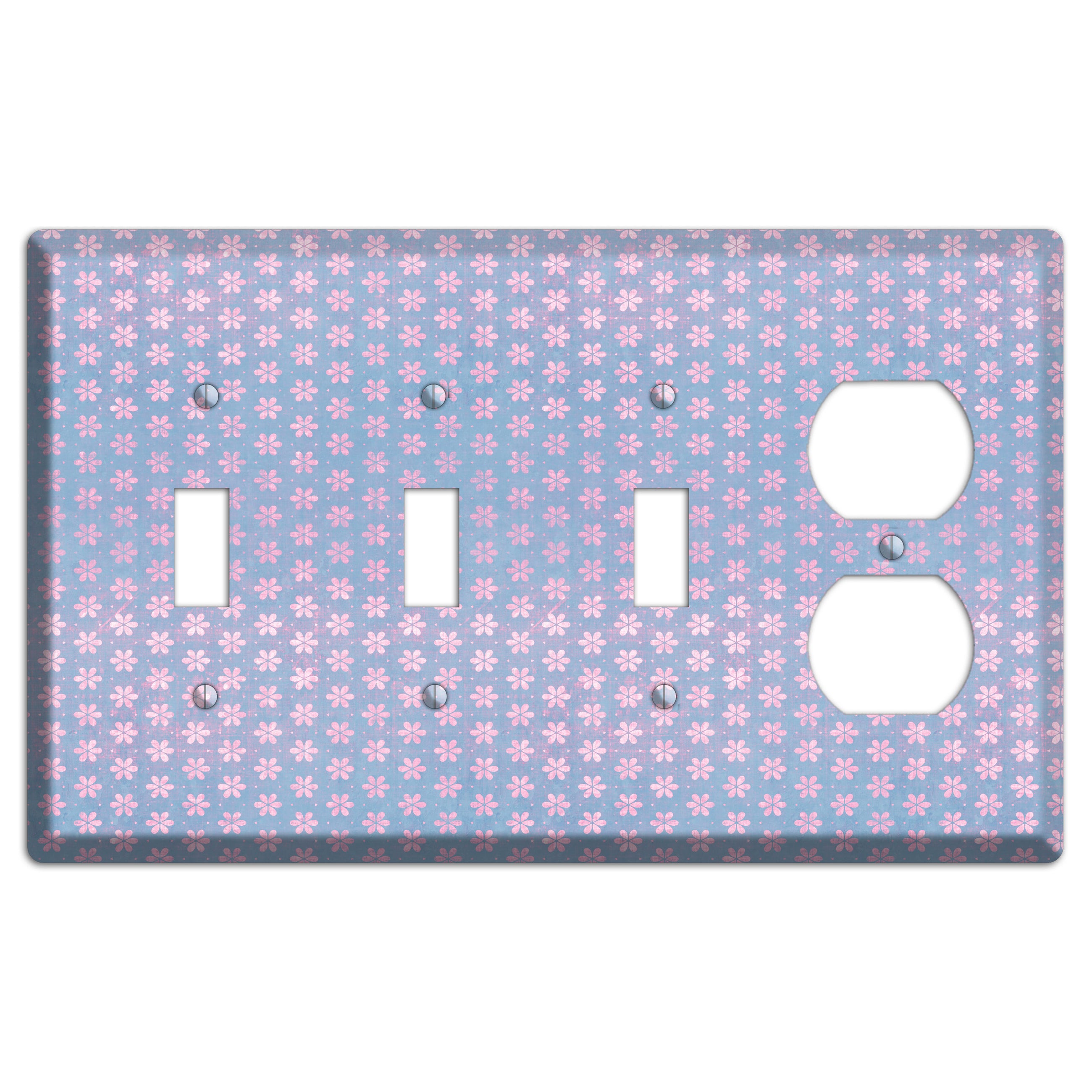 Periwinkle Grunge Floral Contour 3 Toggle / Duplex Wallplate
