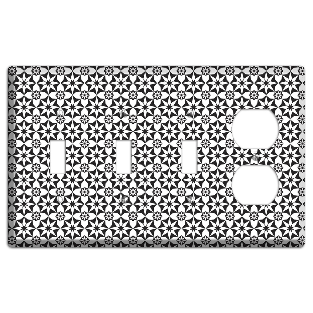 White with Black Foulard 2 3 Toggle / Duplex Wallplate