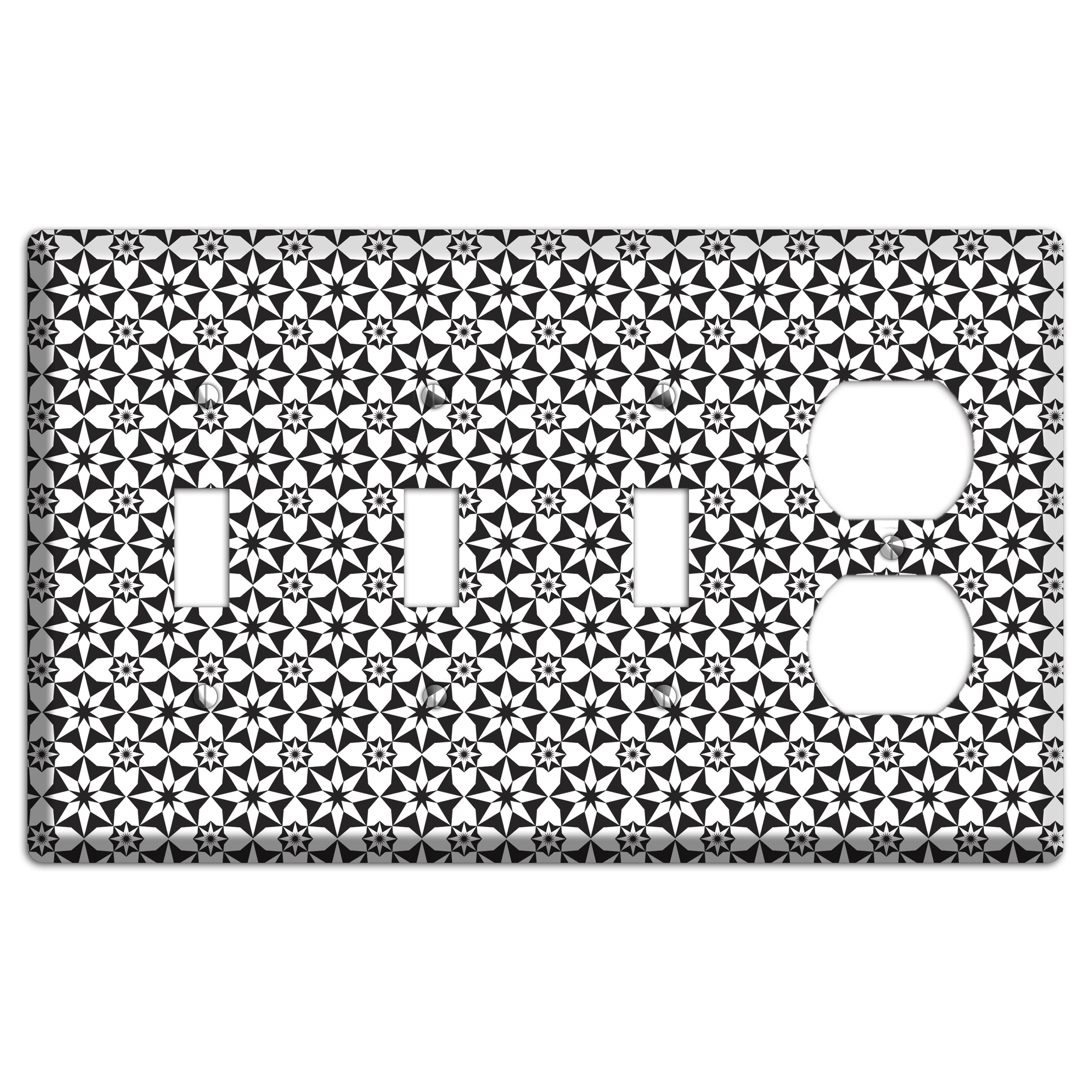 White with Black Foulard 2 3 Toggle / Duplex Wallplate