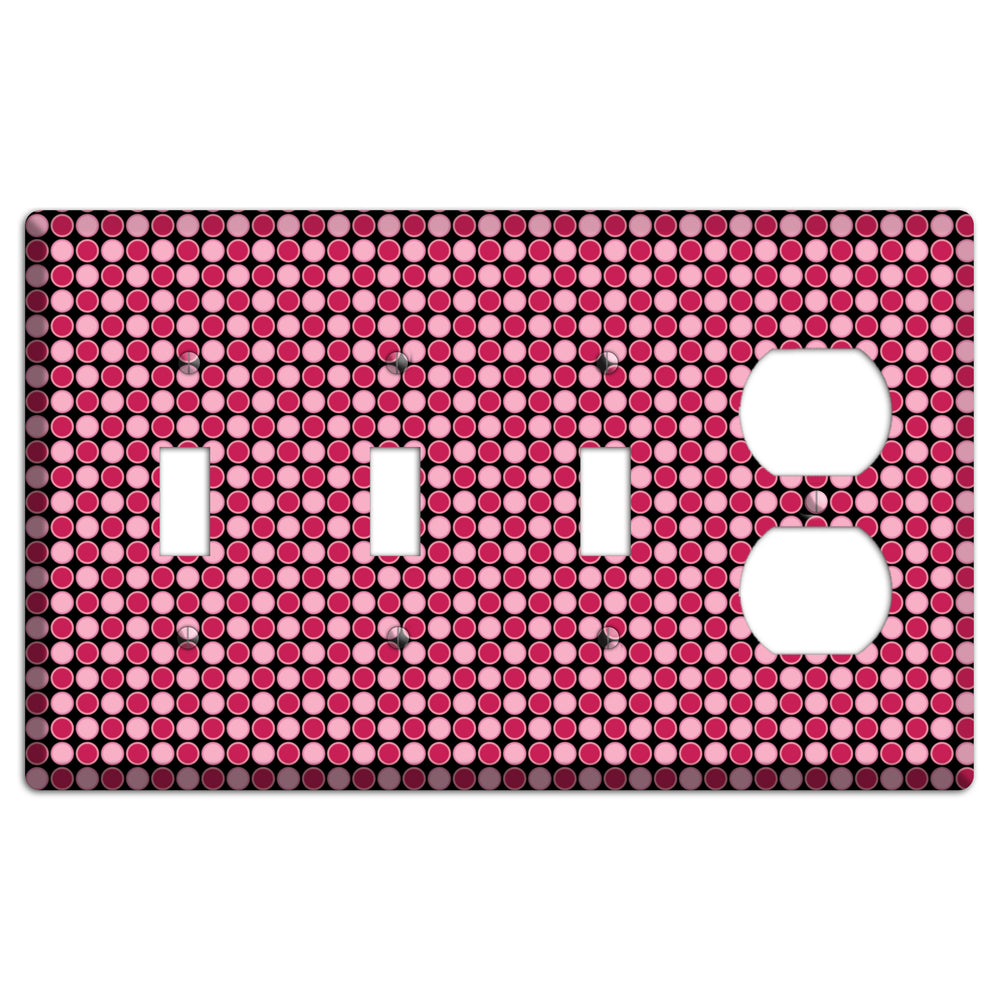 Fuschia and Pink Tiled Dots 3 Toggle / Duplex Wallplate