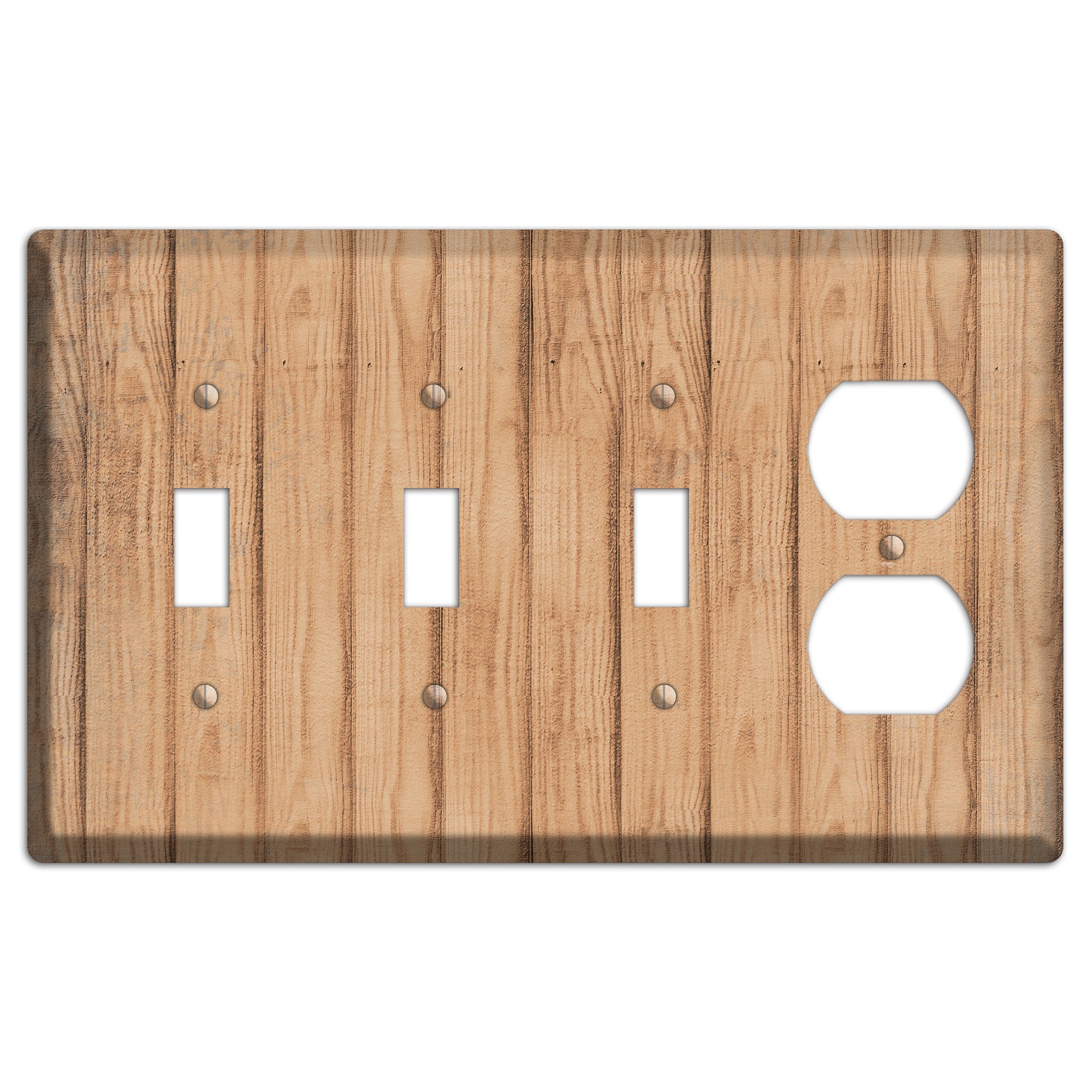Tan Weathered Wood 3 Toggle / Duplex Wallplate