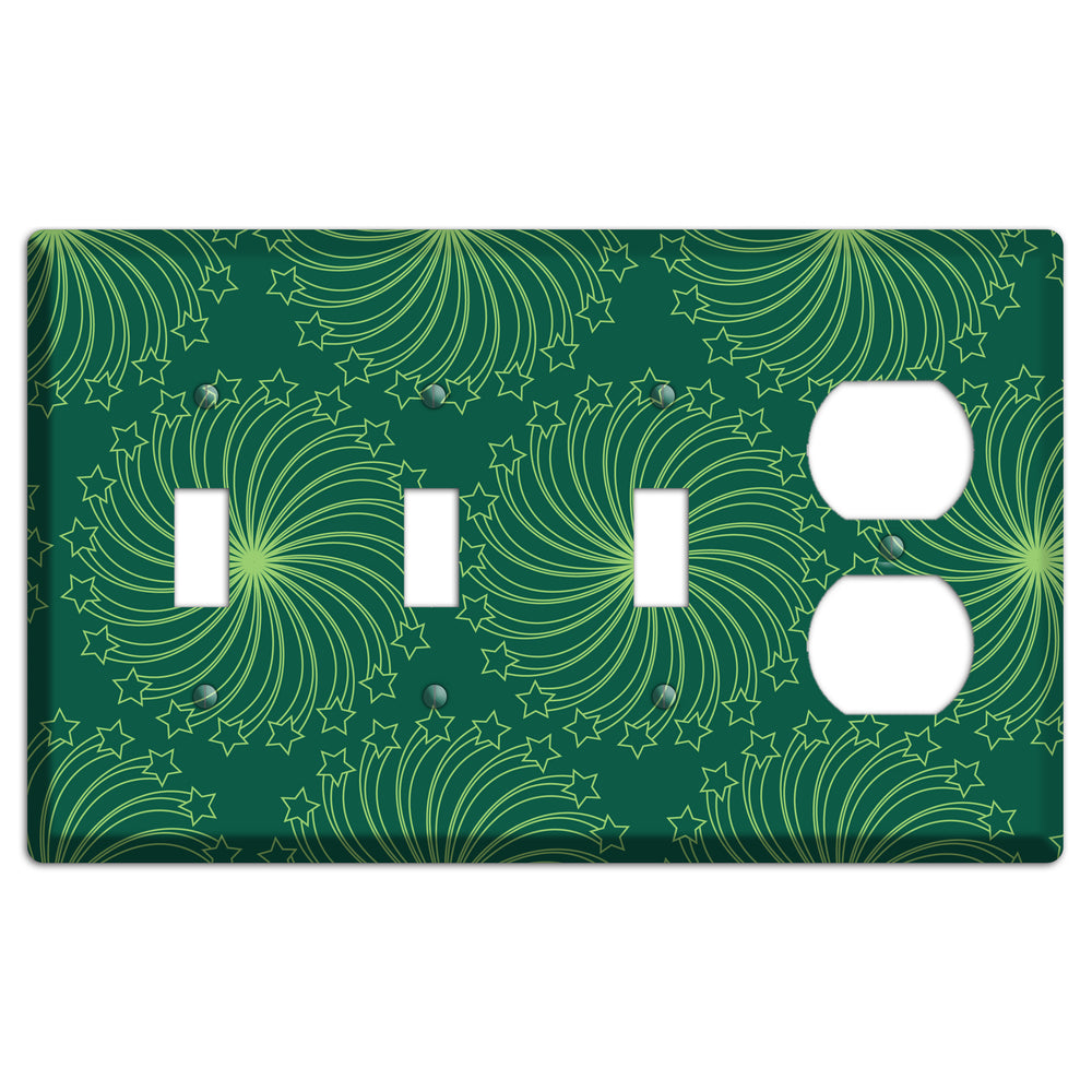 Multi Green Star Swirl 3 Toggle / Duplex Wallplate