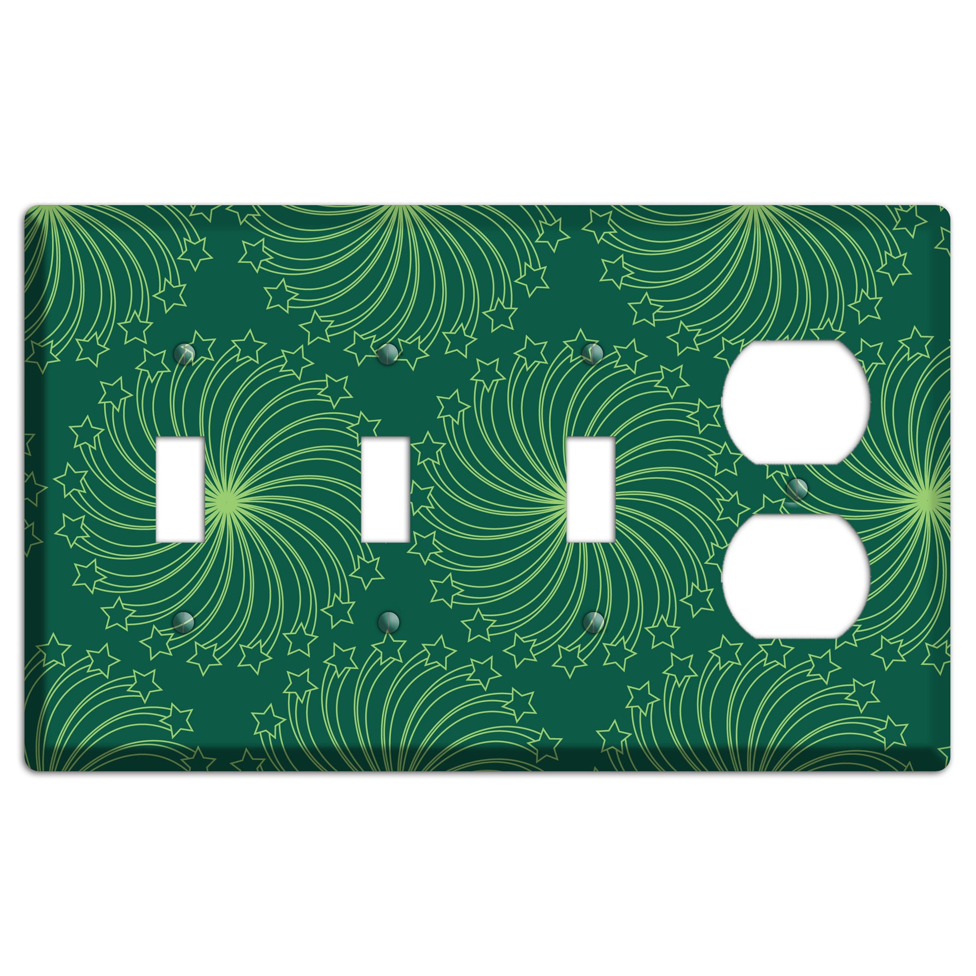 Multi Green Star Swirl 3 Toggle / Duplex Wallplate