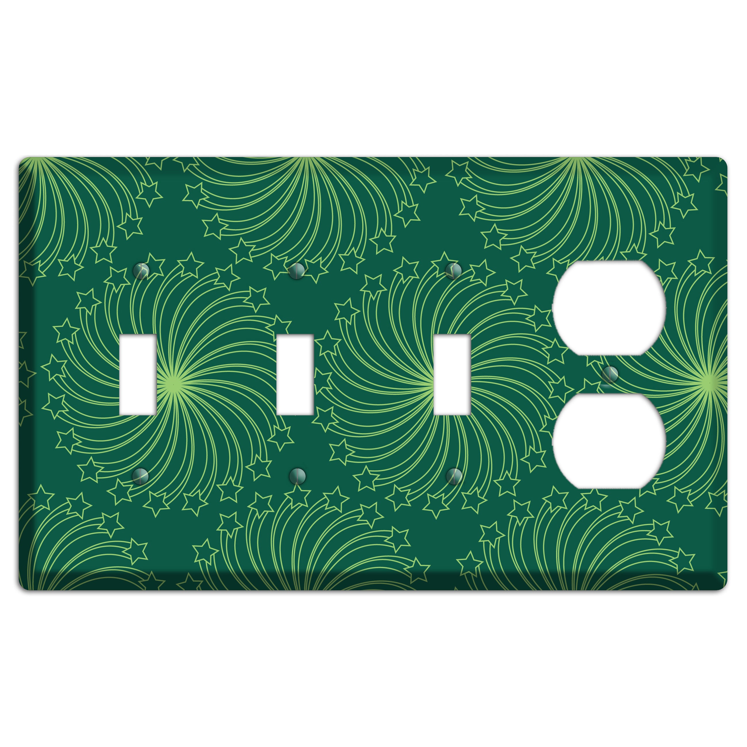 Multi Green Star Swirl 3 Toggle / Duplex Wallplate