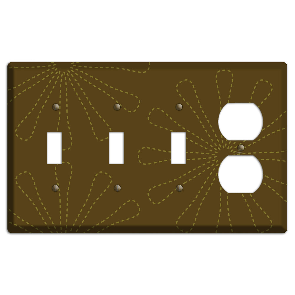 Brown Retro Stipple Floral Contour 3 Toggle / Duplex Wallplate